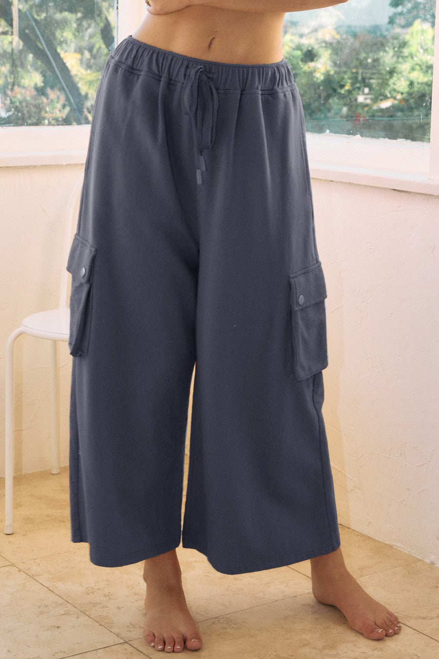 Charcoal Wide Leg Cargo Pants - Posh West Boutique