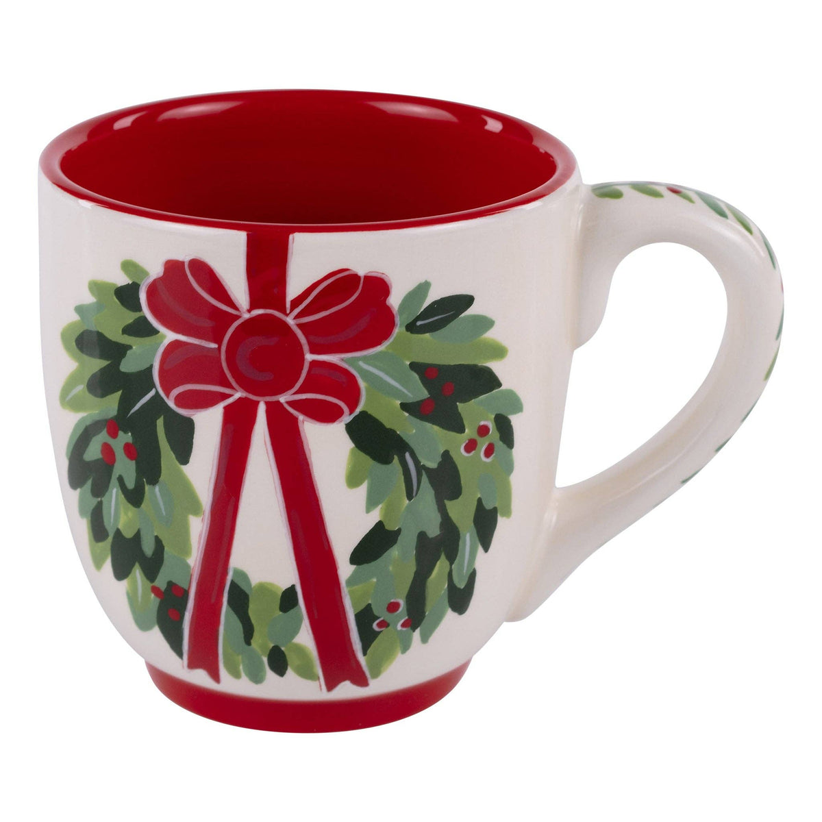 Red Bow Wreath Mug - Posh West Boutique