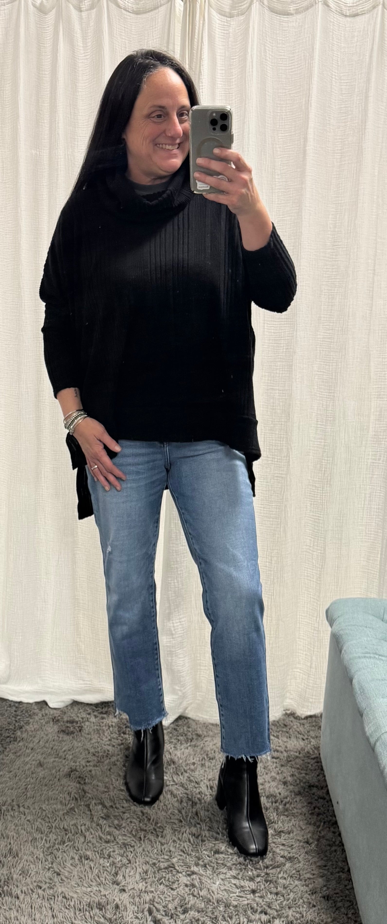 Black Chunky Turtleneck Sweater - Posh West Boutique