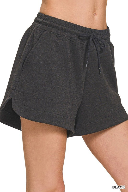 Black Scuba Shorts w/ pocket - Posh West Boutique