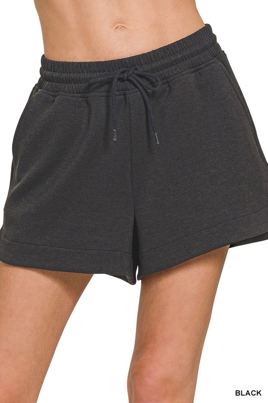 Black Scuba Shorts w/ pocket - Posh West Boutique