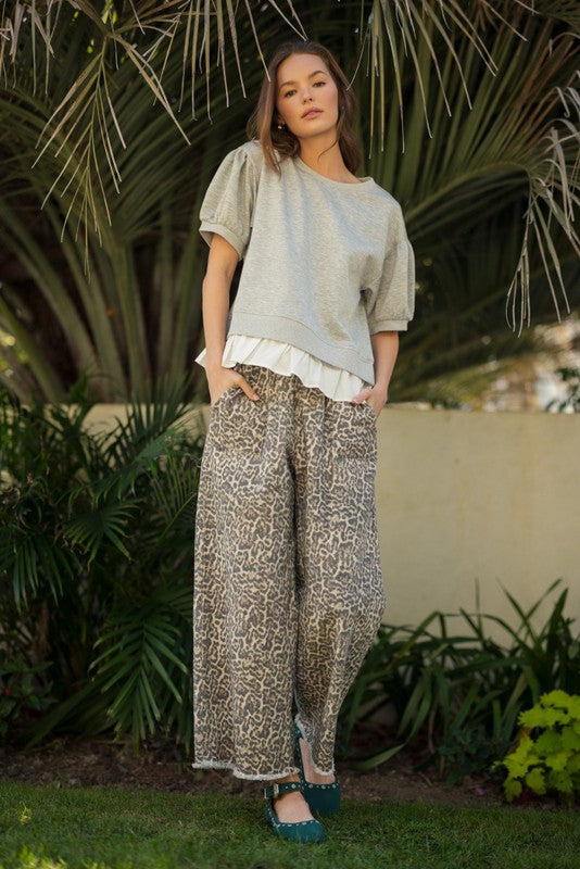 Leopard Print Drawstring Waist Pants - Posh West Boutique