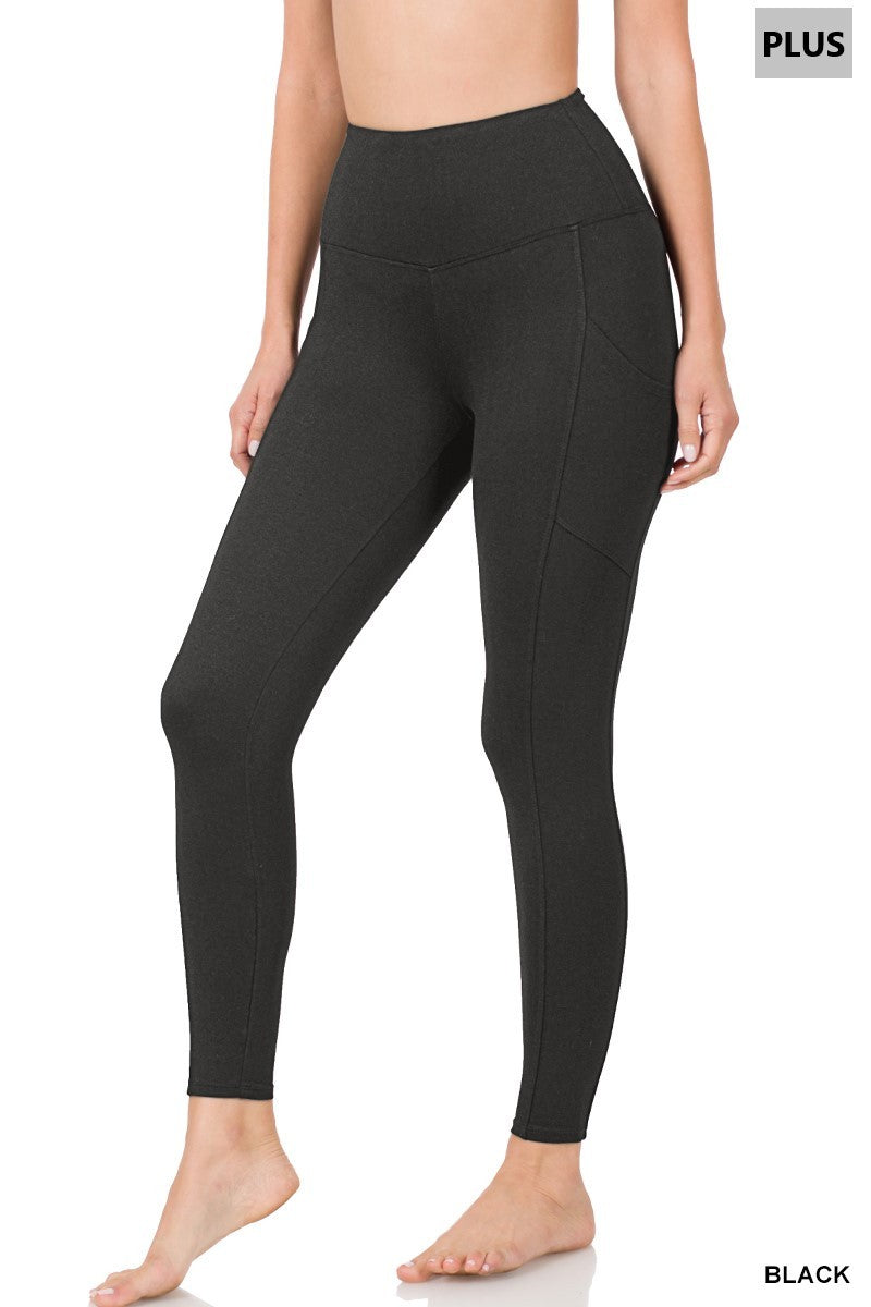 Black Brushed Full Length Leggings with Pockets