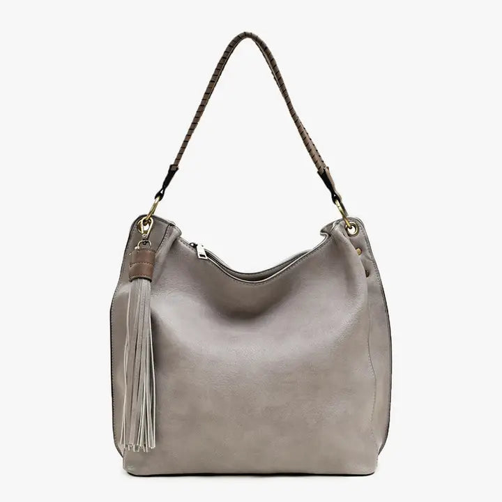 Grey Tassel Hobo Bag - Posh West Boutique