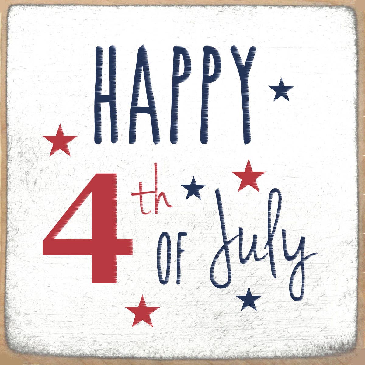 Happy 4th 4x4 Block Sign - Posh West Boutique