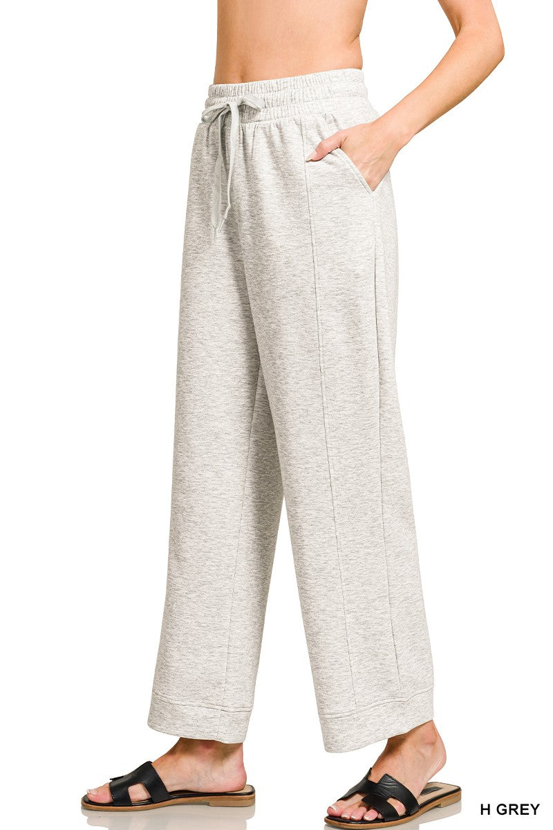 Grey Scuba Drawstring Pants - Posh West Boutique