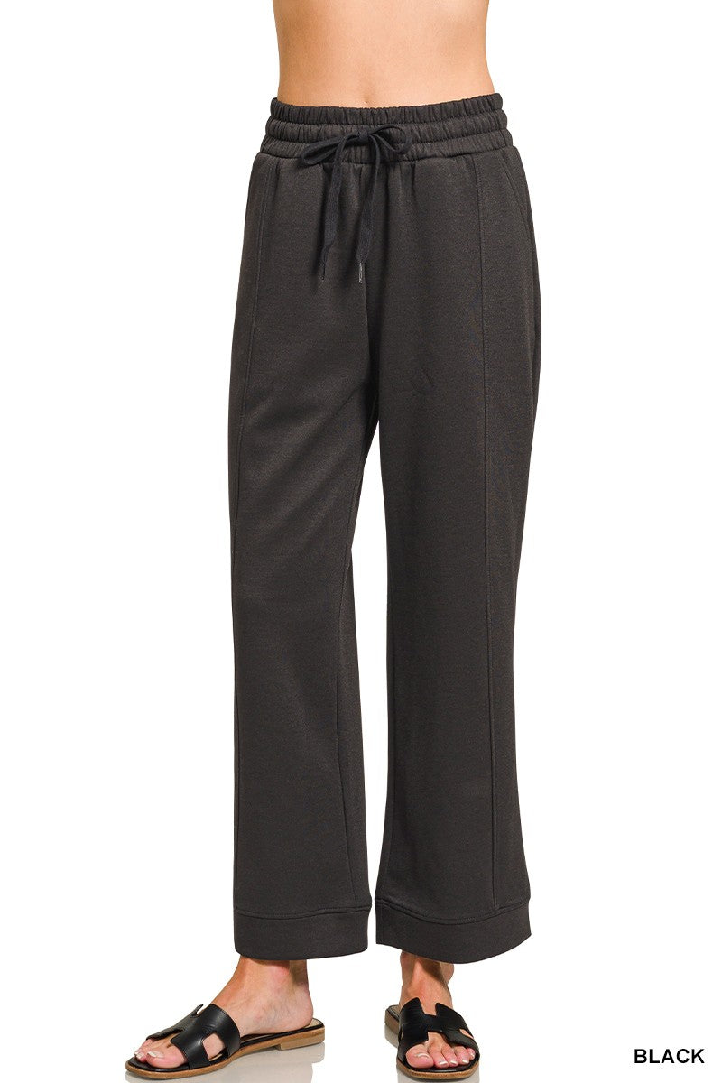 Black Scuba Drawstring Pants - Posh West Boutique