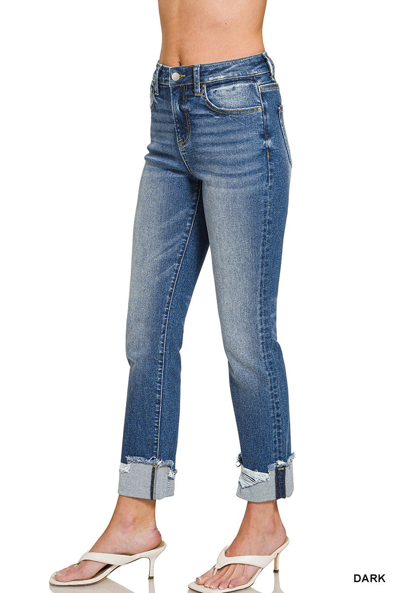 Zenana Cuffed Skinny Denim Jeans