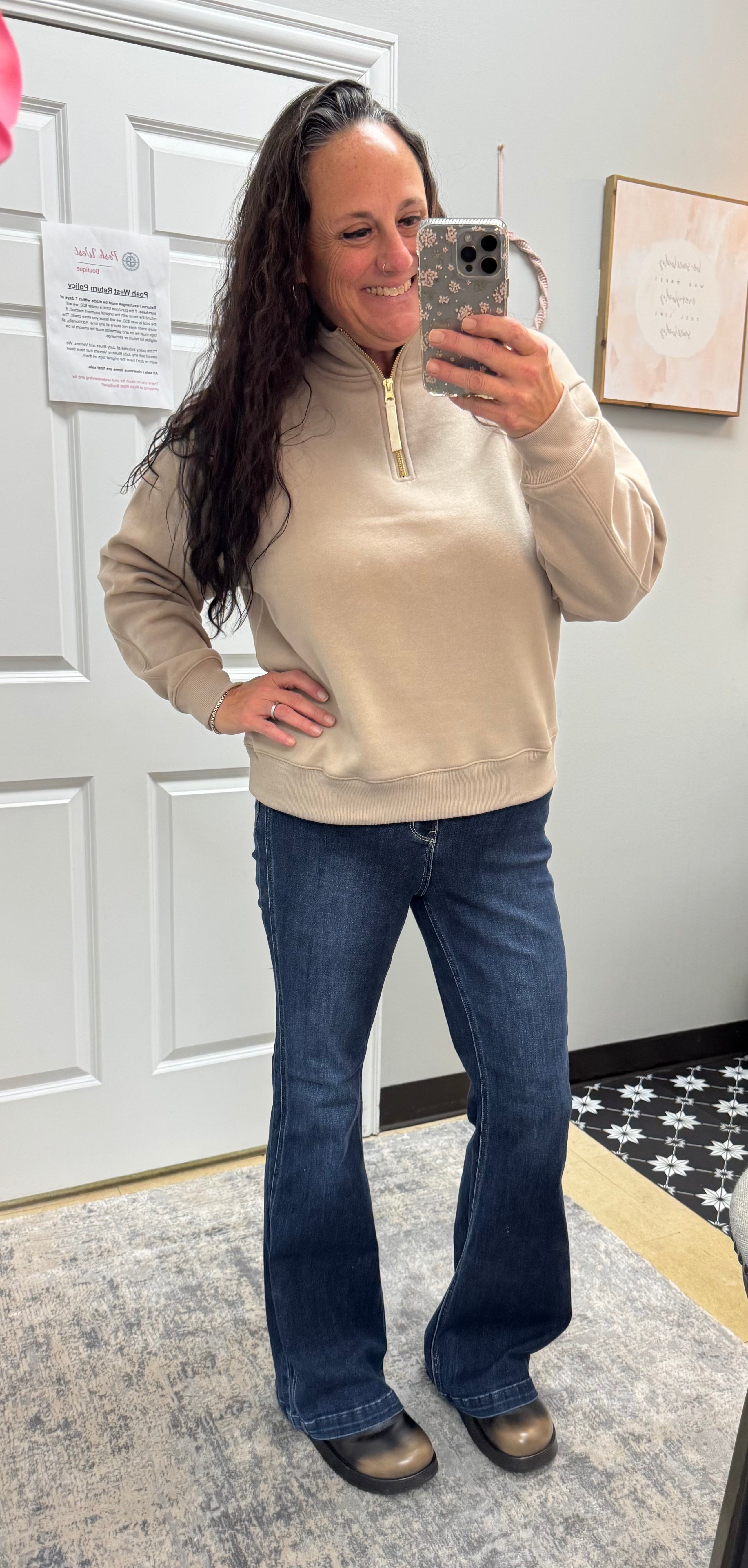 Ash Mocha Fleece Half Zip Sweatshirt