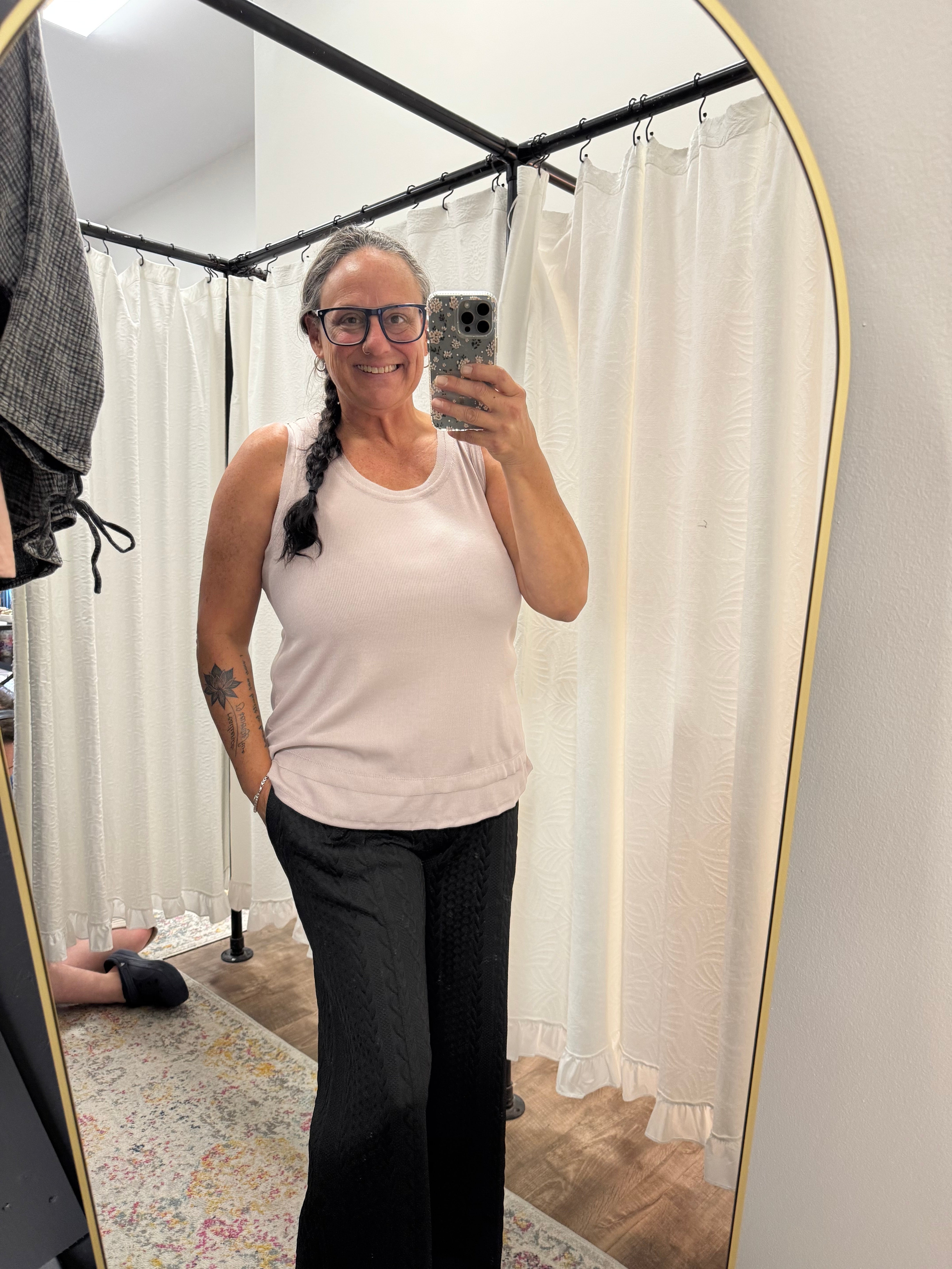 Grey Ribbed Tank Top w/ Raw Edge Detail - Posh West Boutique