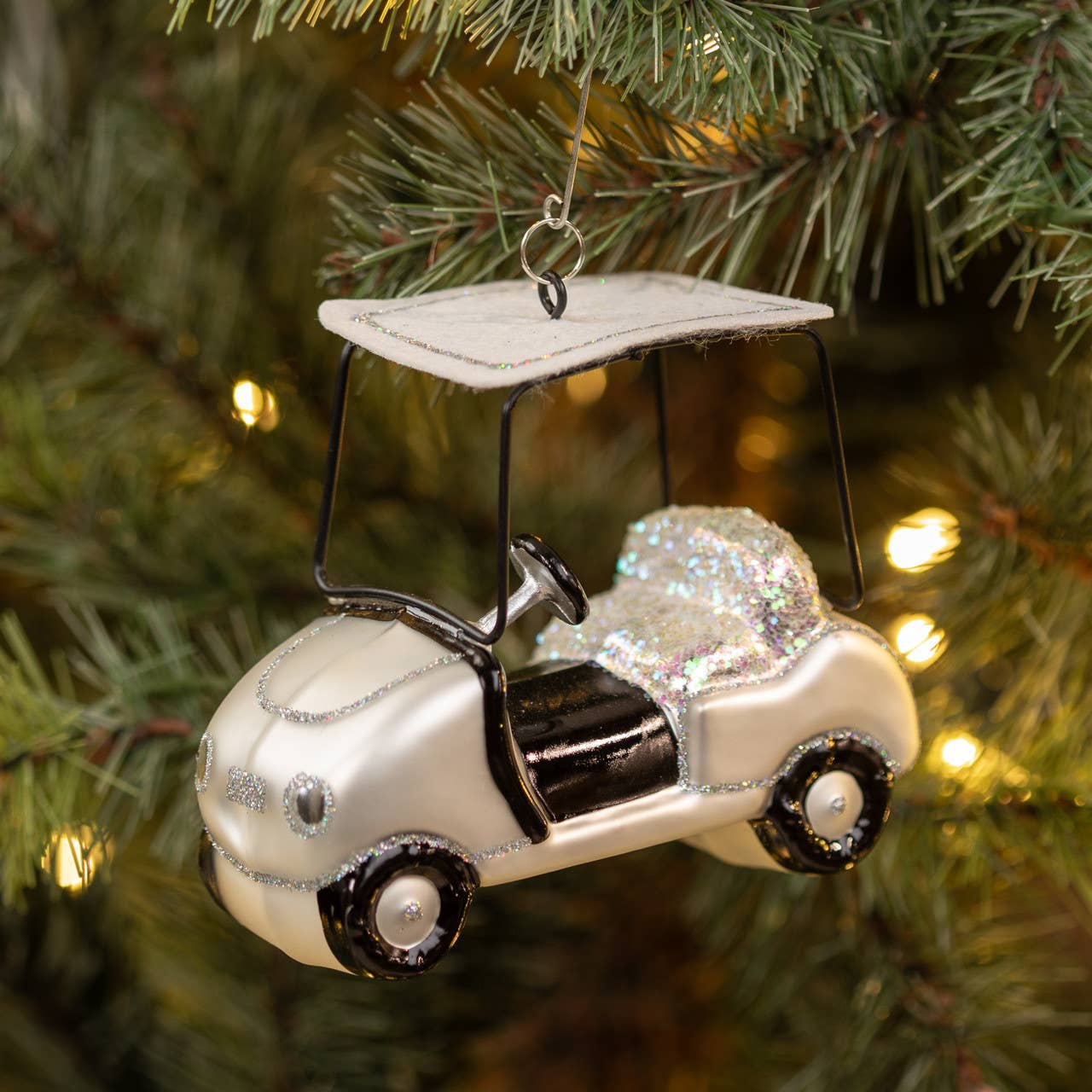 WHITE GOLF CART ORNAMENT - Posh West Boutique