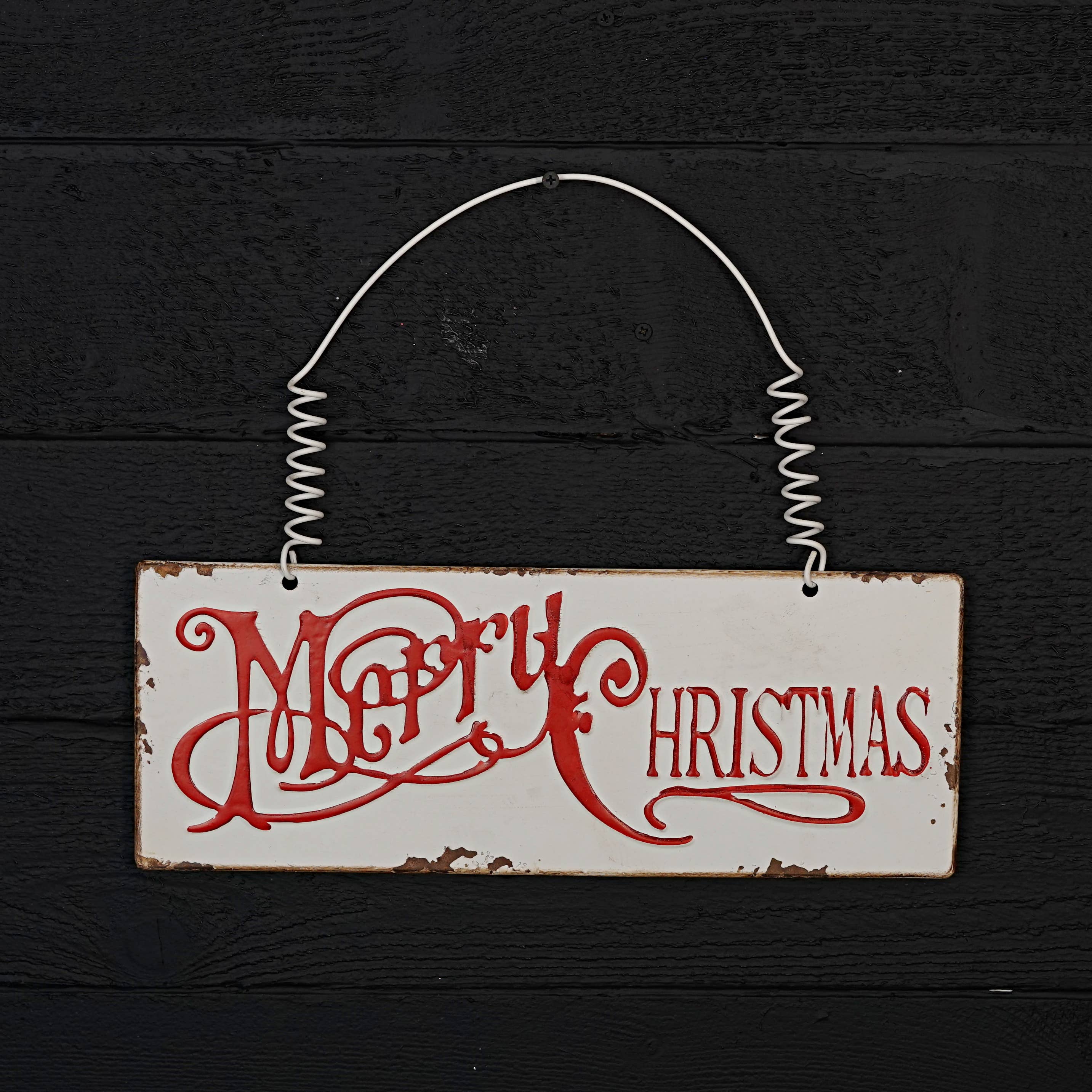 Vintage Merry Christmas Metal Plaque - Posh West Boutique