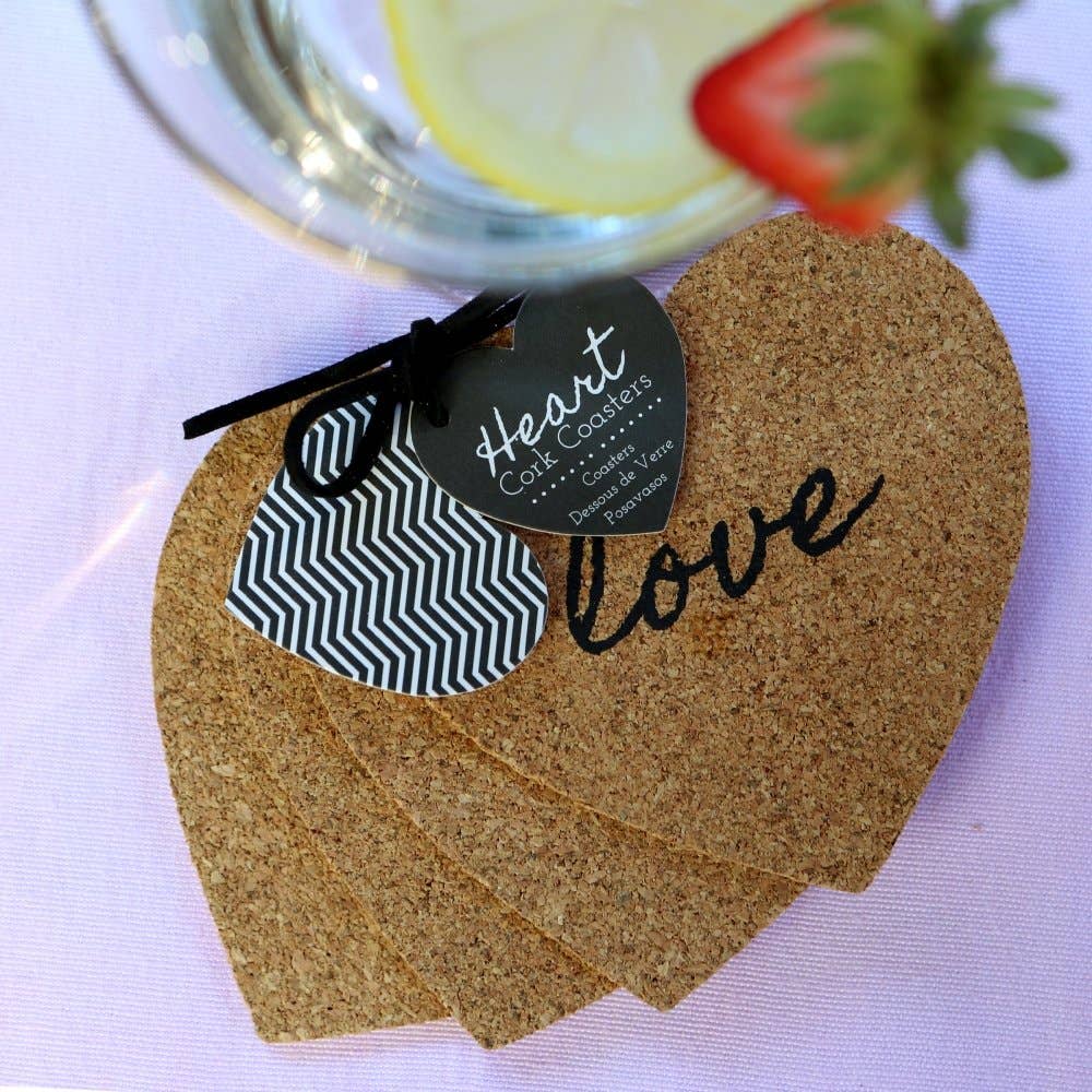 Heart Cork Coasters (Set of 4)