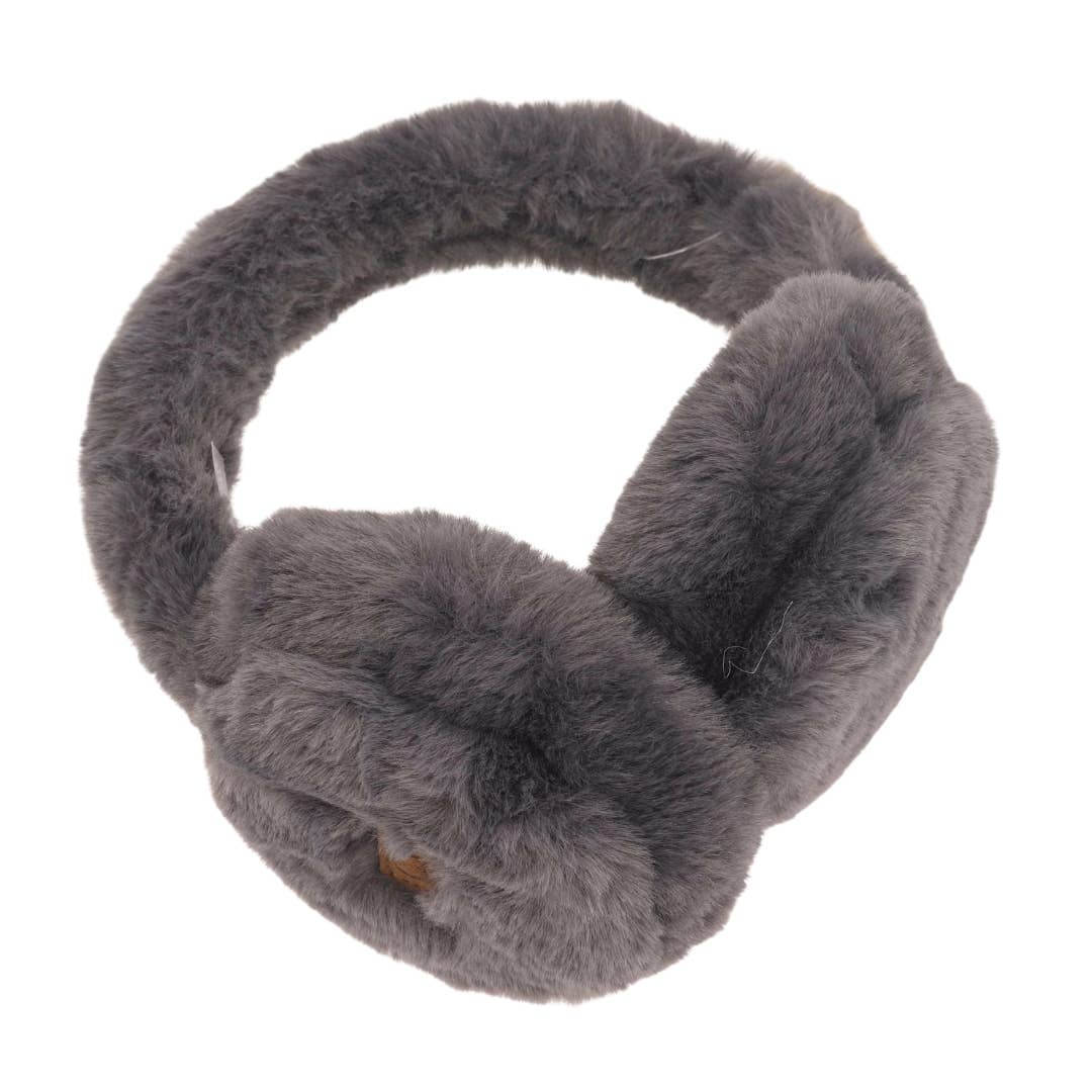 Faux Fur CC Gray Earmuff - Posh West Boutique