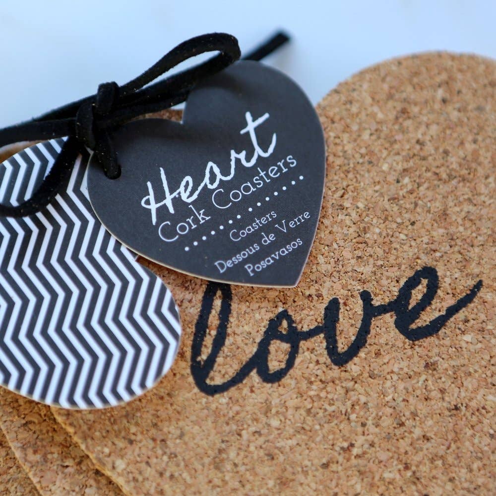 Heart Cork Coasters (Set of 4)