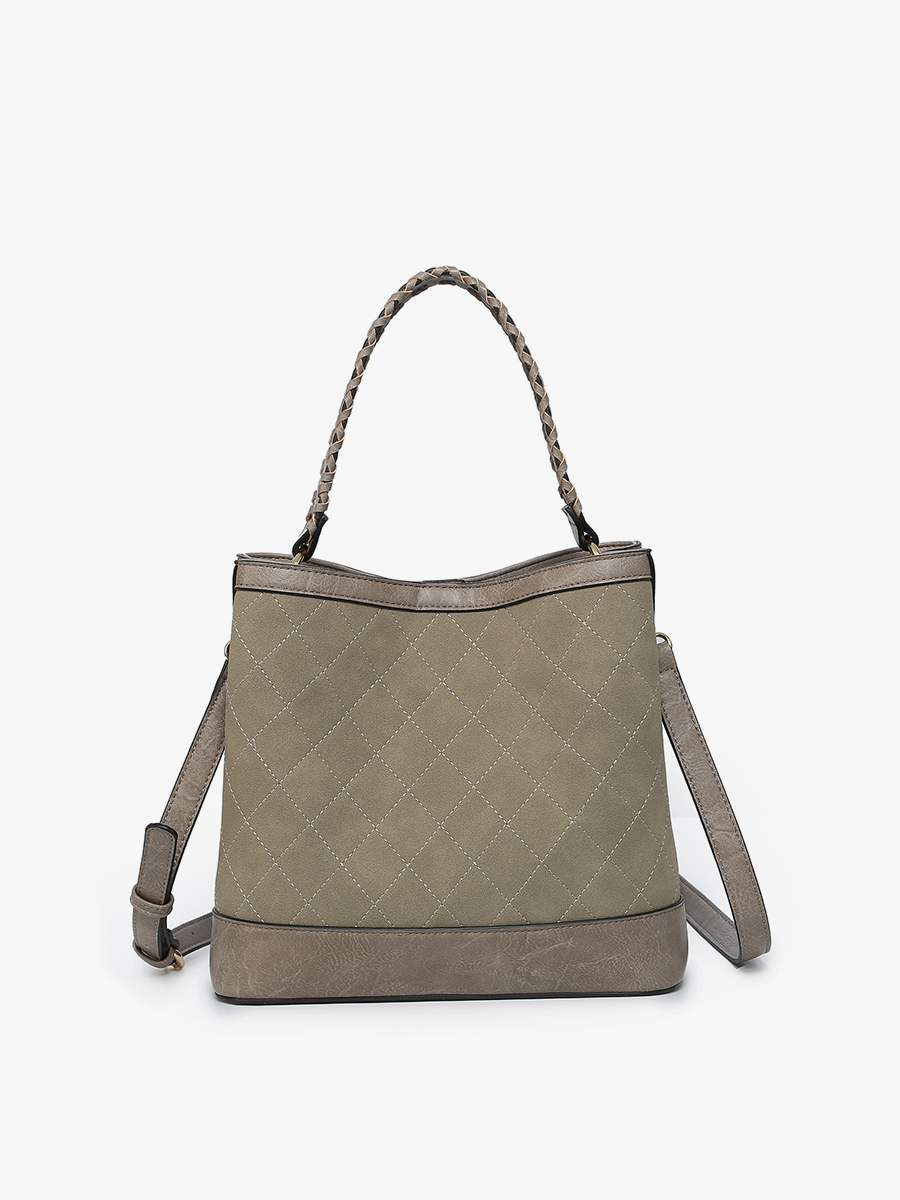 Grey Taupe Maude Quilted Satchel - Posh West Boutique