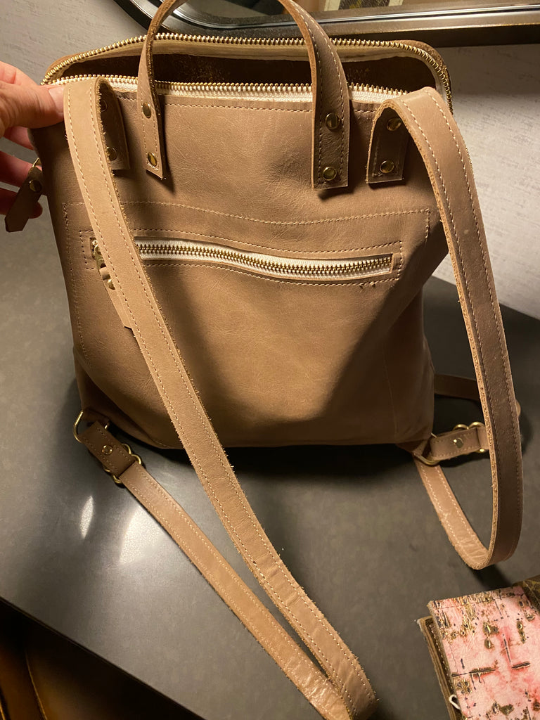 Upcycled Riley Backpack in Mocha Brown - Posh West Boutique