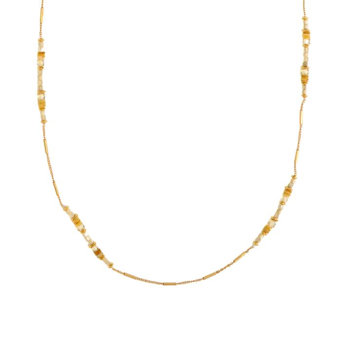36" Neutral Beaded & Bar Chain Necklace - Posh West Boutique