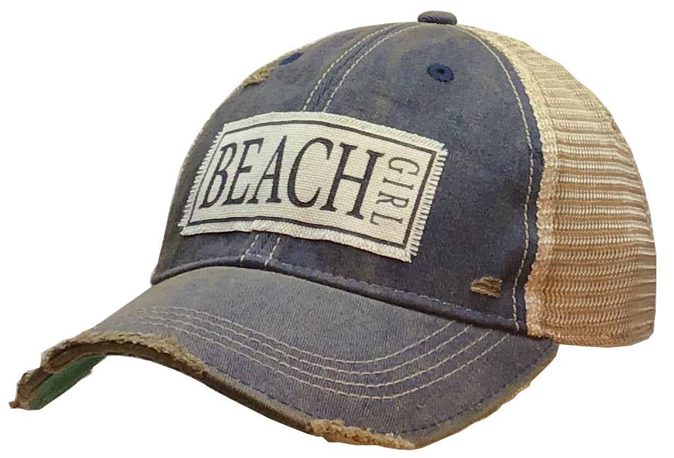 Beach Girl Distressed Trucker Hat Baseball Cap - Posh West Boutique