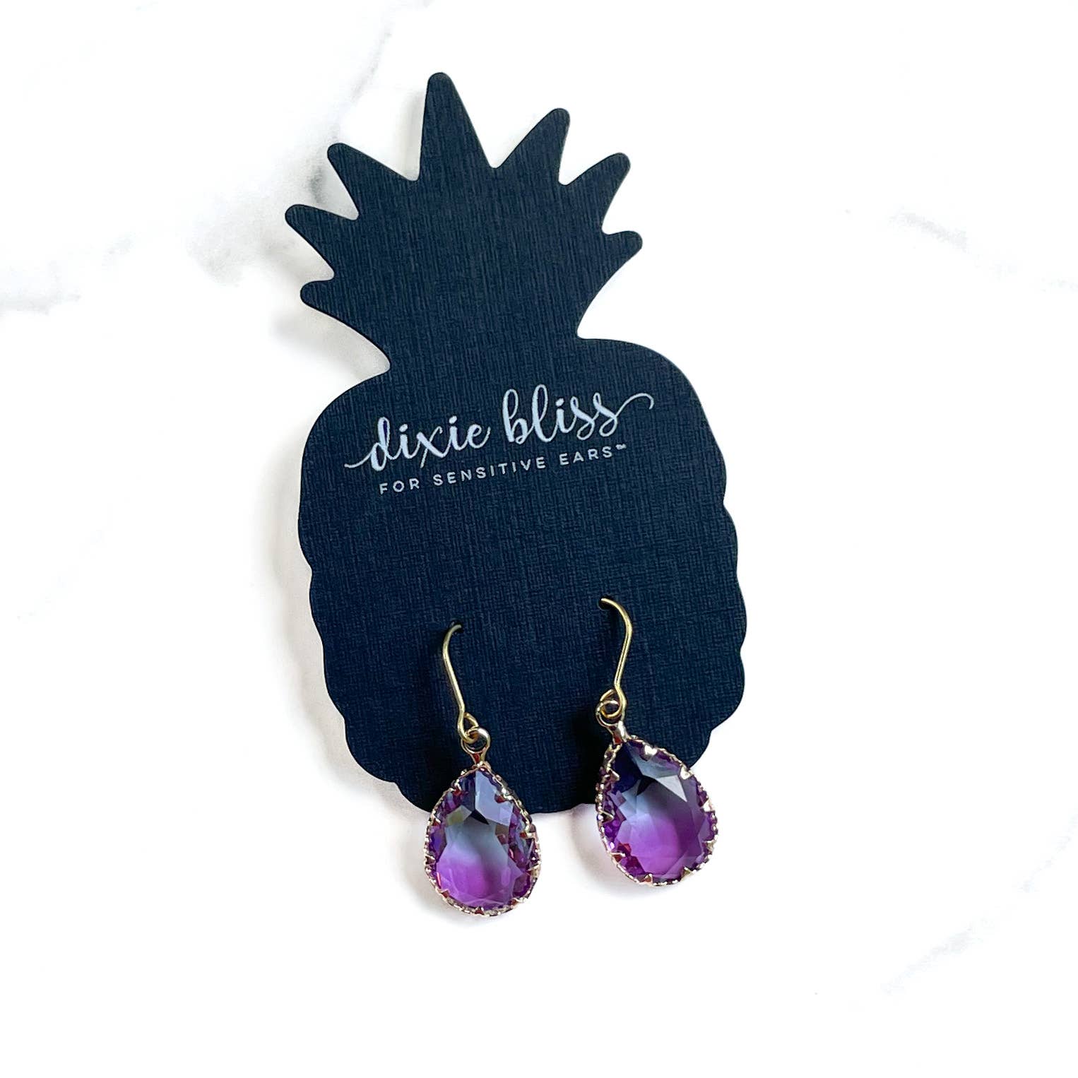 Amethyst Sky Teardrop Dangle Earrings - Posh West Boutique