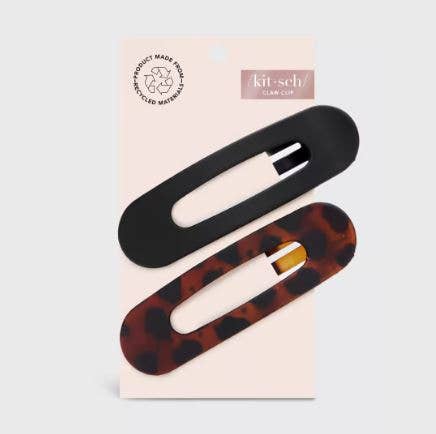 Flat Lay Claw Clip 2pc Flat - Black & Tort - Posh West Boutique