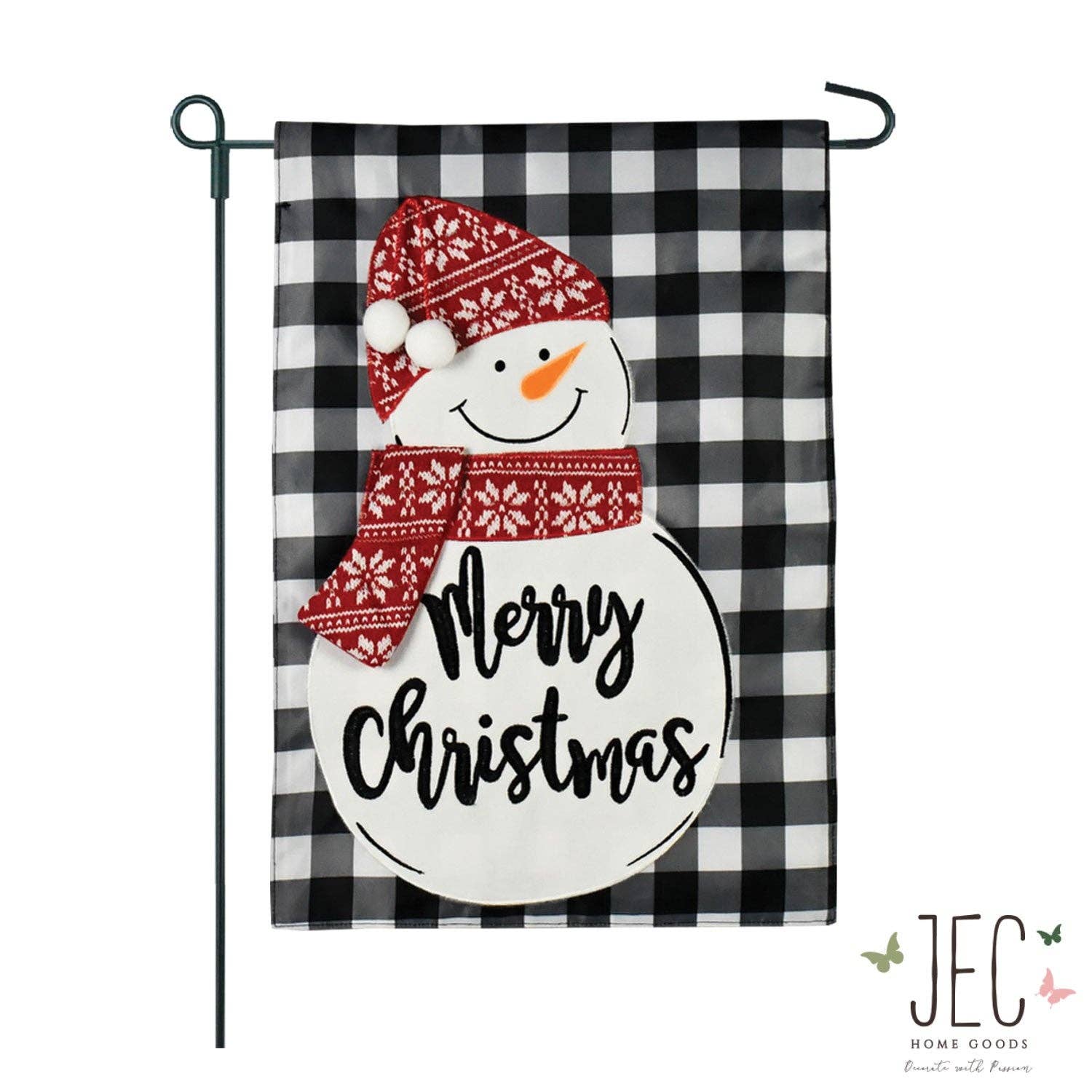 Christmas Winter Buffalo Check Snowman 2-Sided Garden Flag - Posh West Boutique