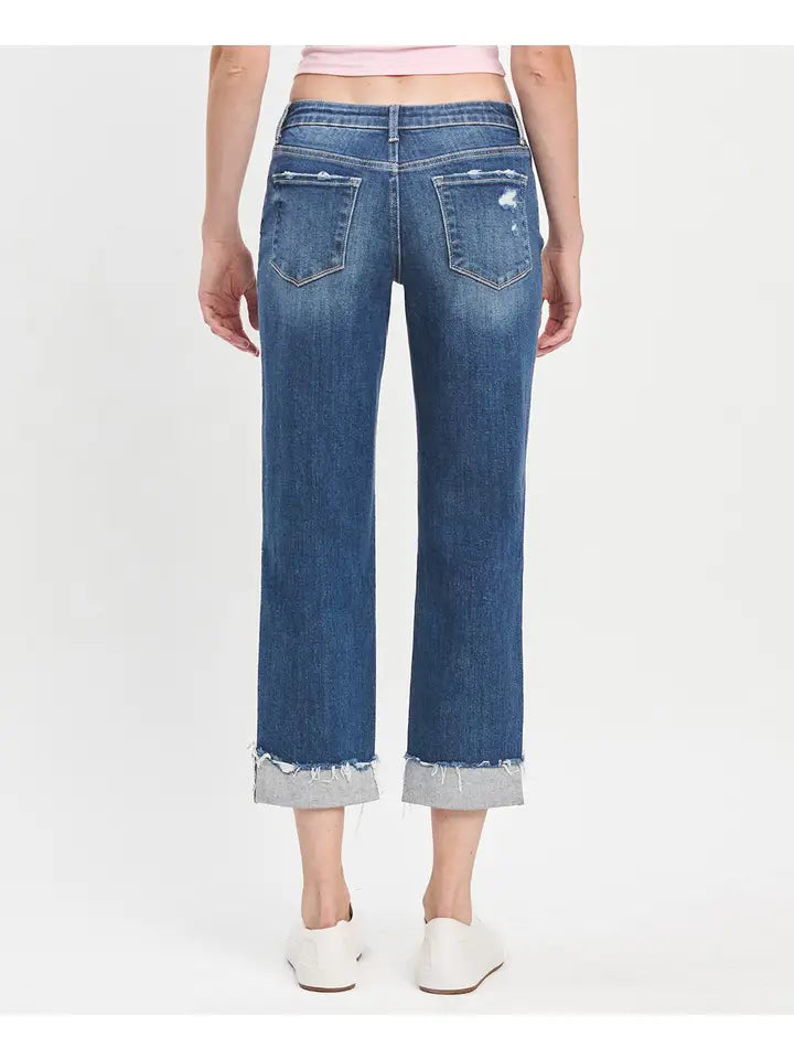 Vervet Mid Rise Cuffed Boyfriend Jeans - Posh West Boutique