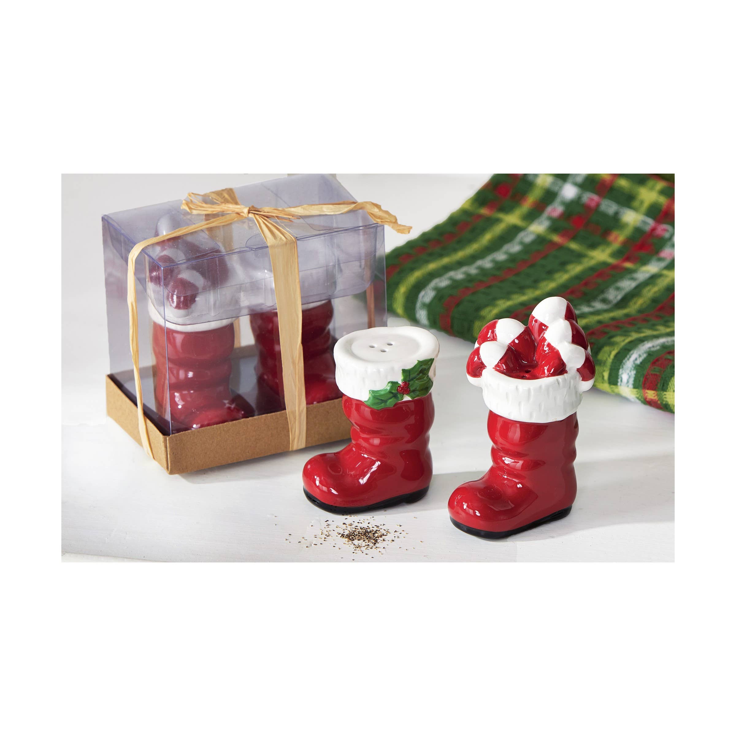 Christmas Santa Boots Salt & Pepper Set of 2 - Multi - Posh West Boutique