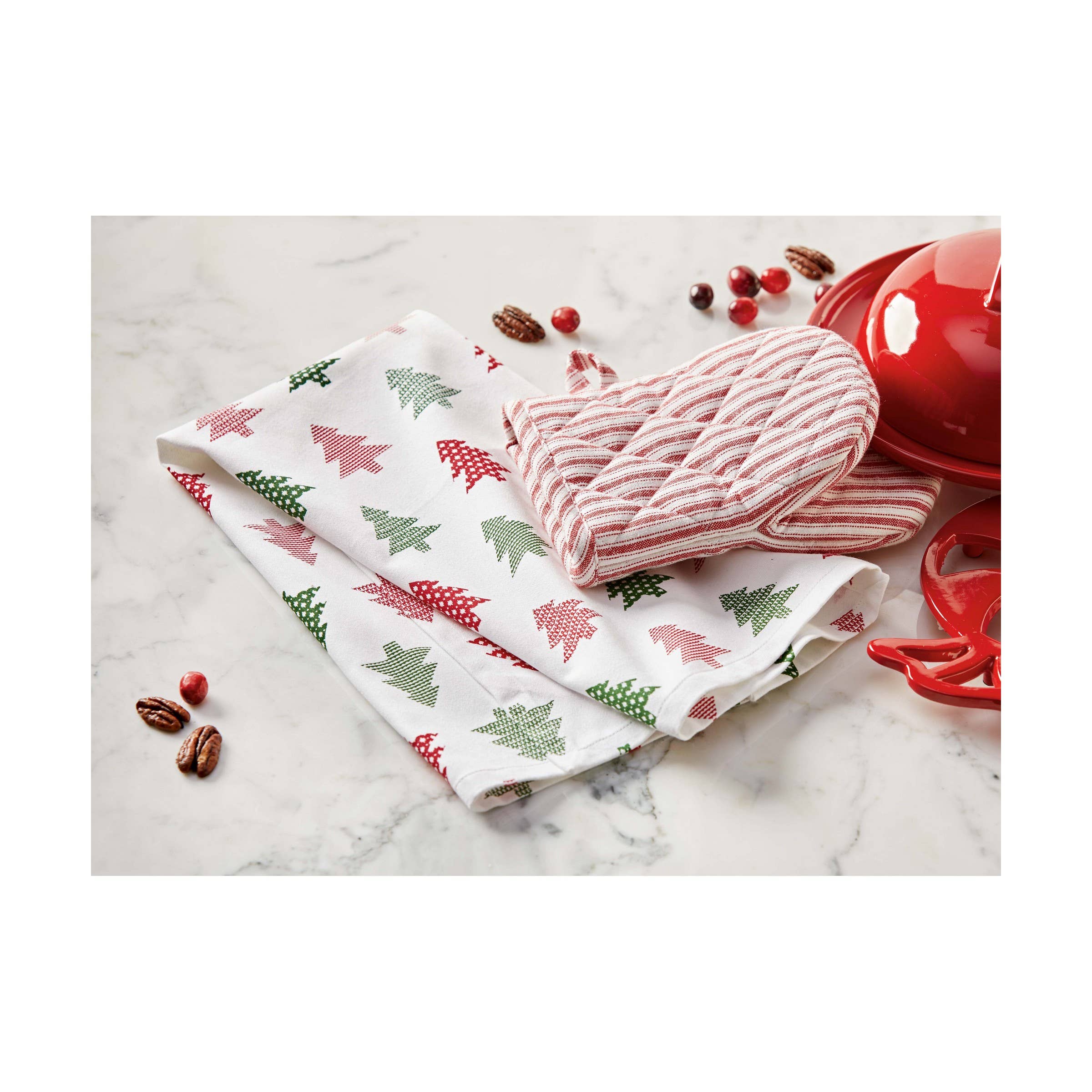 Patterned Tree Dishtowel & Mitt Set - Posh West Boutique