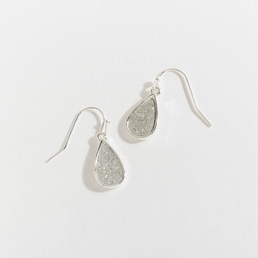 Silver Textured Drop Earrings - Posh West Boutique