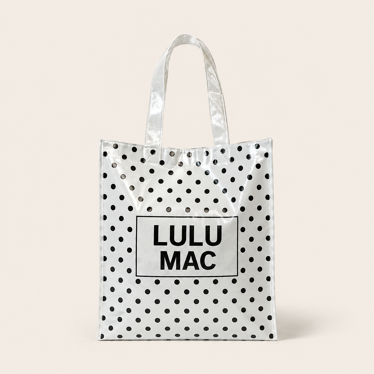 White with Black Reusable Tote Bag