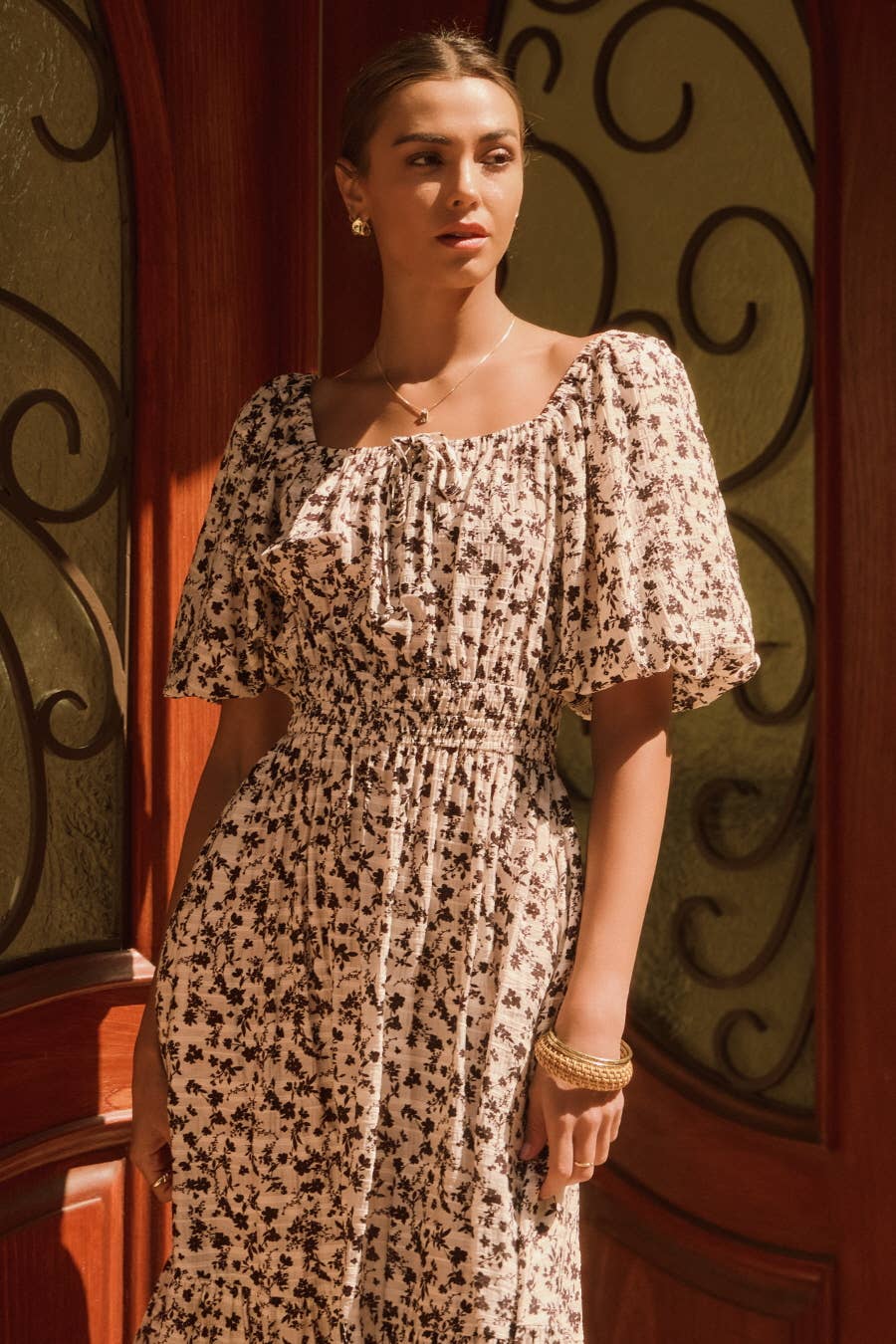 Ditsy Flower Printed Midi Dress - Posh West Boutique