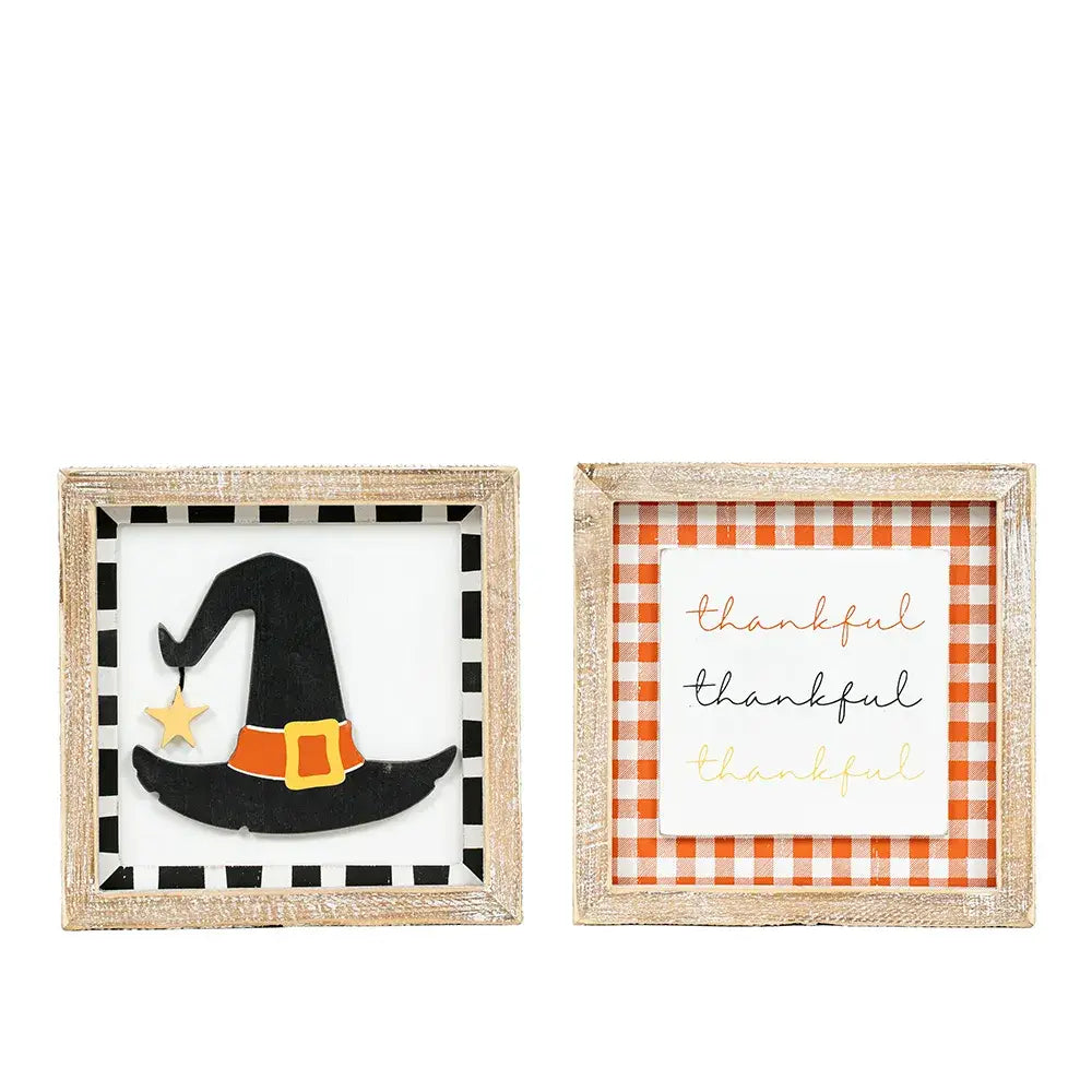 Thankful/Witch Hat Reversible Decor Sign - Posh West Boutique