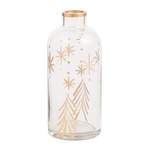 Tree Etched Snowflake Bud Vase