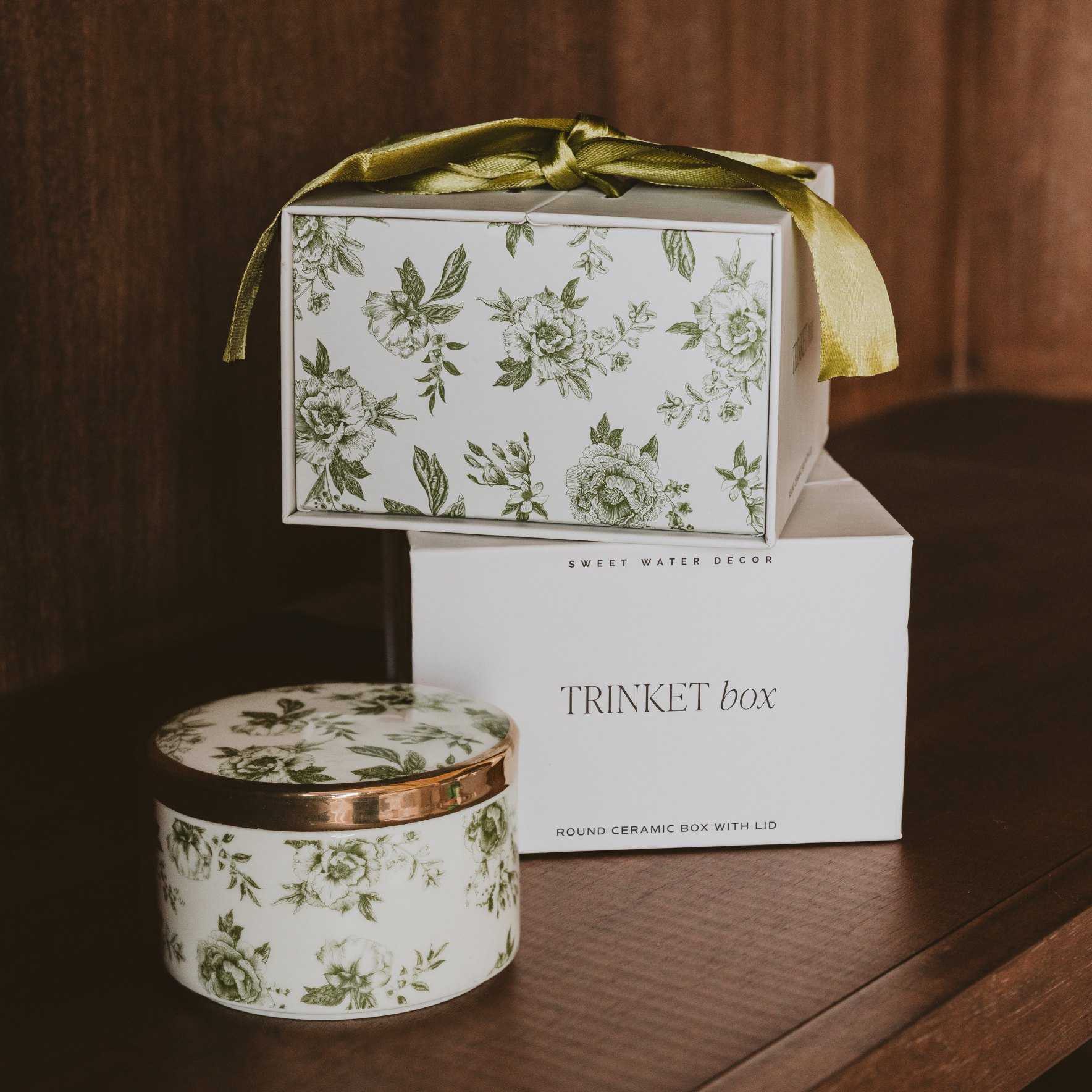 Green Delft Trinket Dish with Lid - Home Decor & Gifts