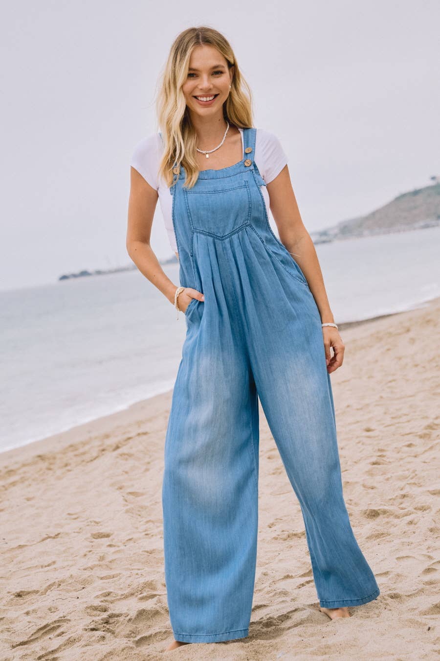 Washed Chambray Overalls Jumpsuit - Posh West Boutique