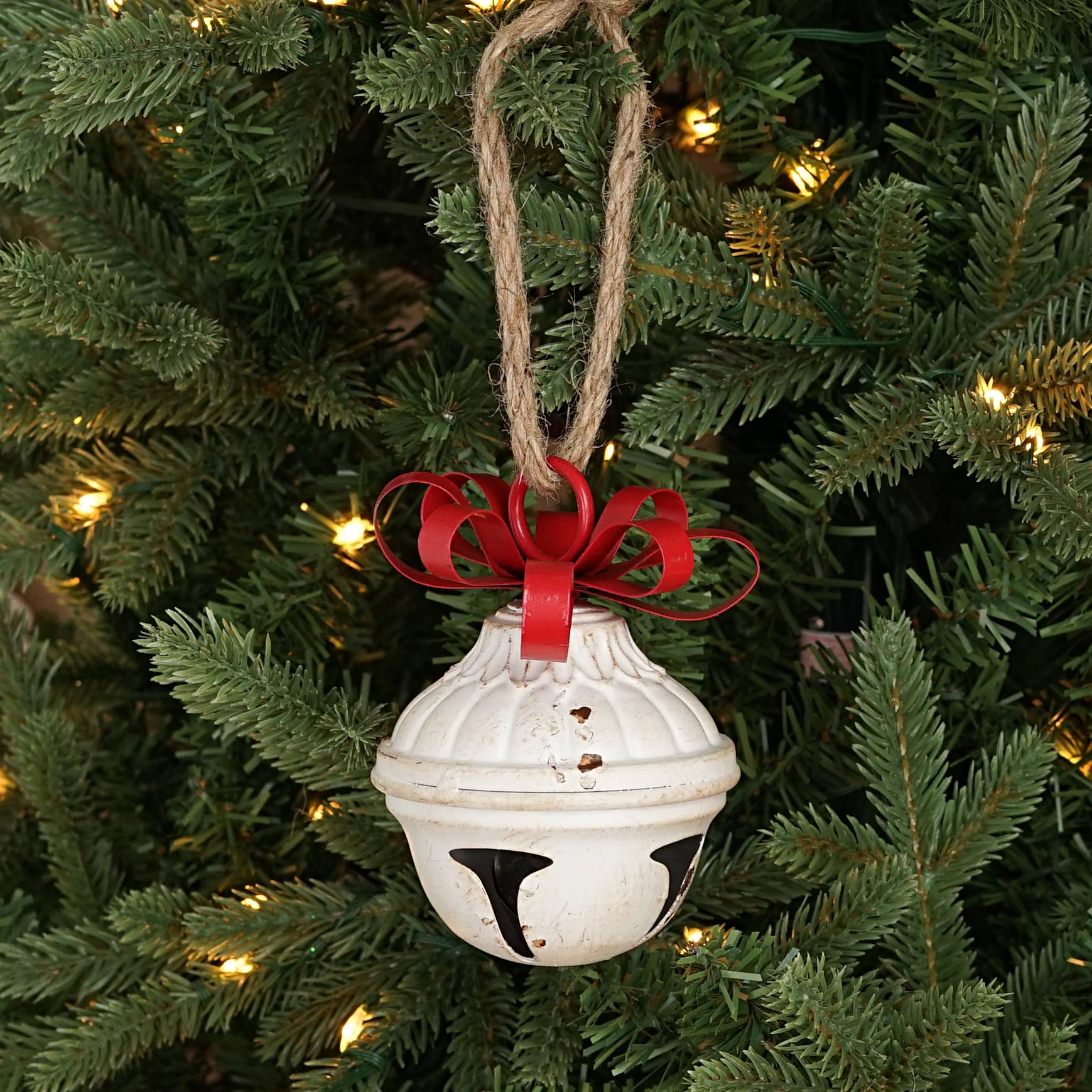 Vintage white nutshell bell w. metal bow - Posh West Boutique