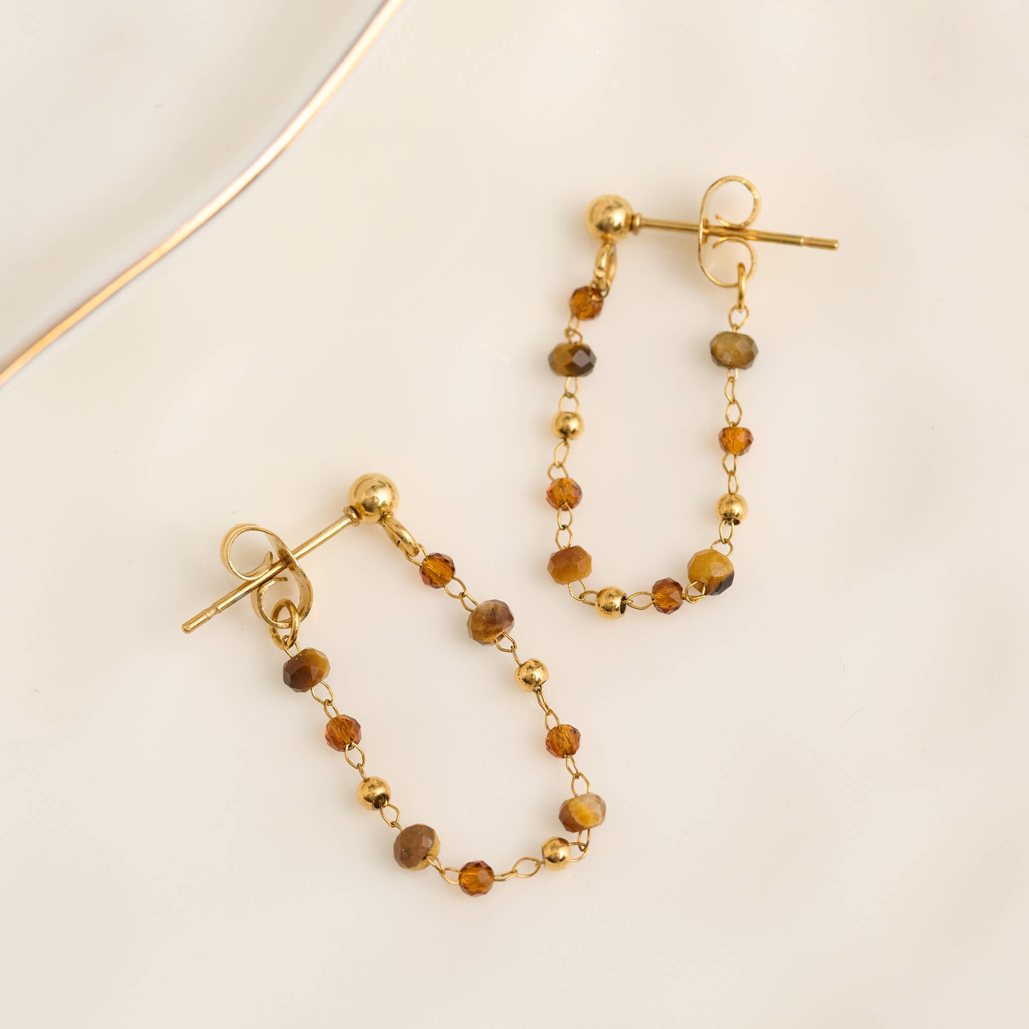 Waterproof Apatite Earrings Gemstone Beaded Drop
