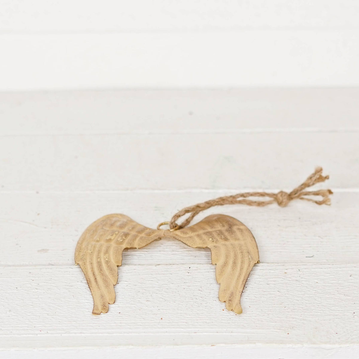 Distressed Metal Angel Wing w/ Jute Loop