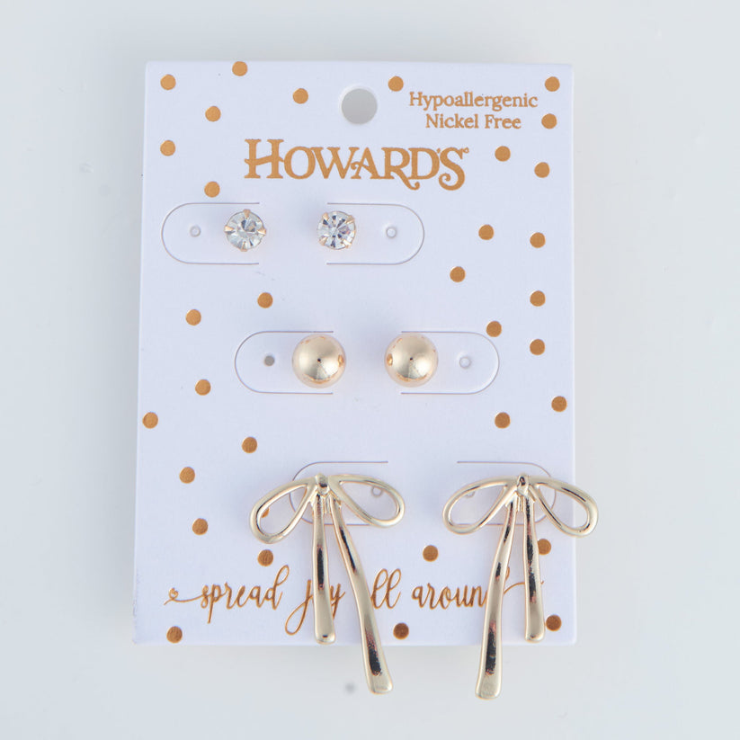 Gold Trio Set of Post Earrings - Posh West Boutique