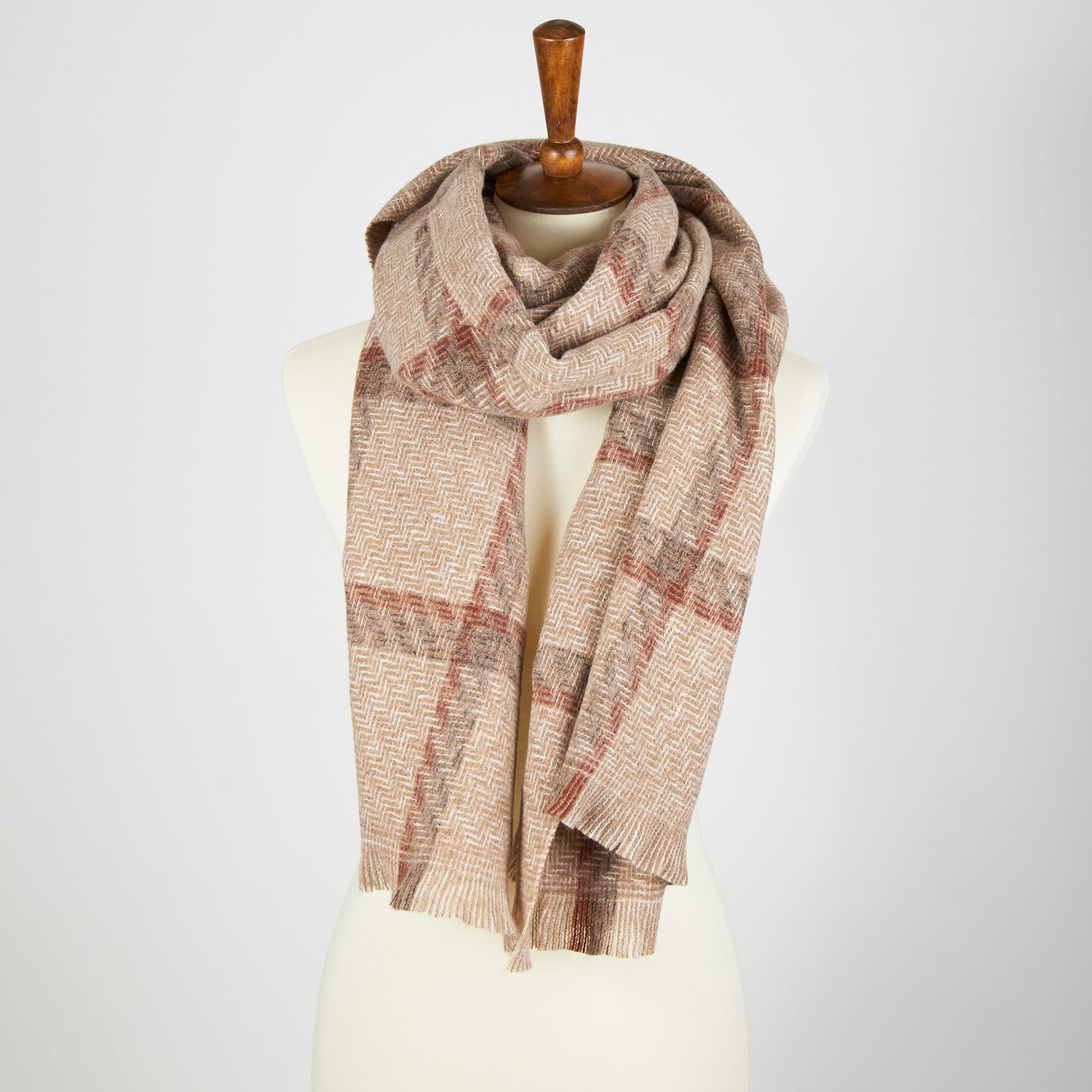 Oatmeal Windowpane Scarf - Posh West Boutique