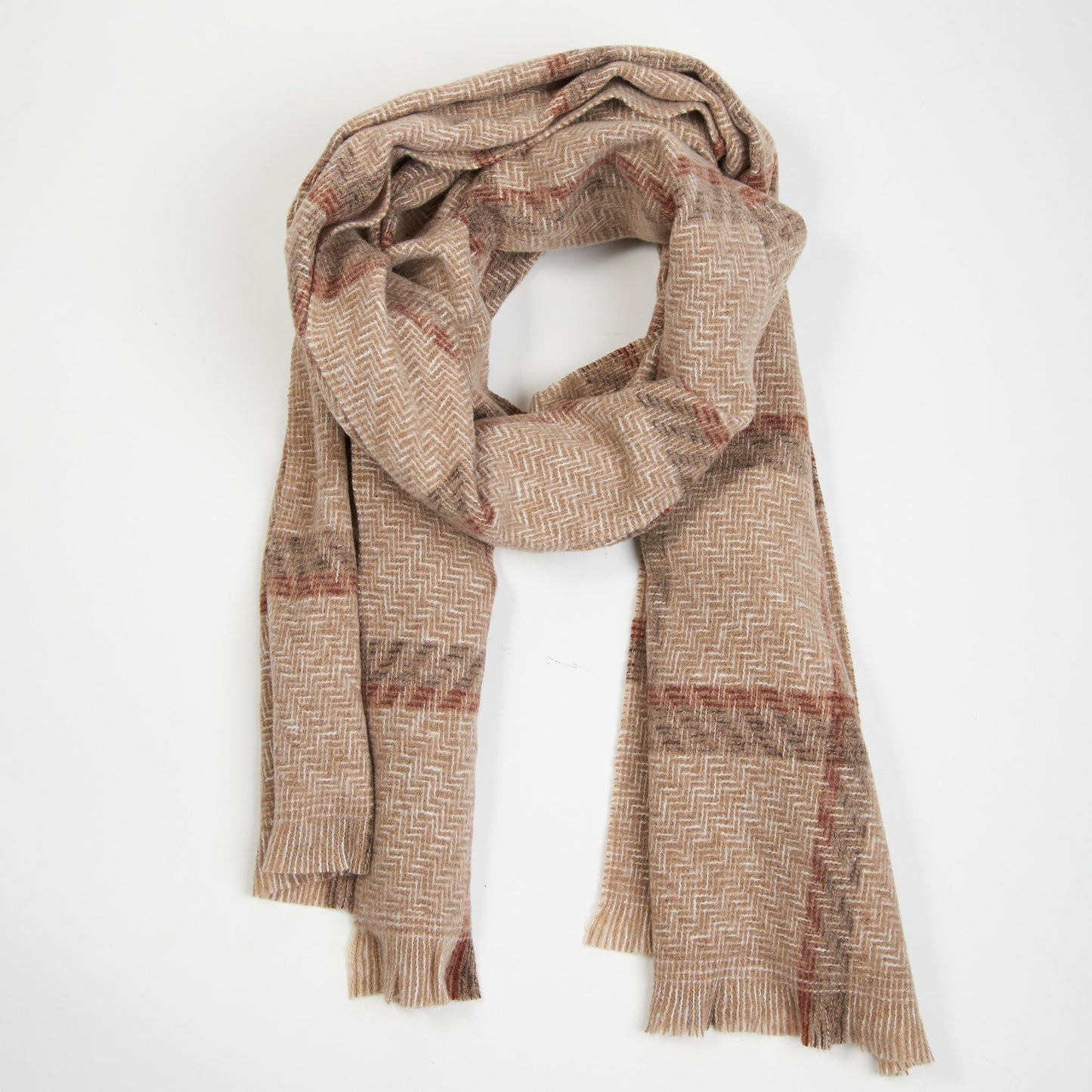Oatmeal Windowpane Scarf - Posh West Boutique