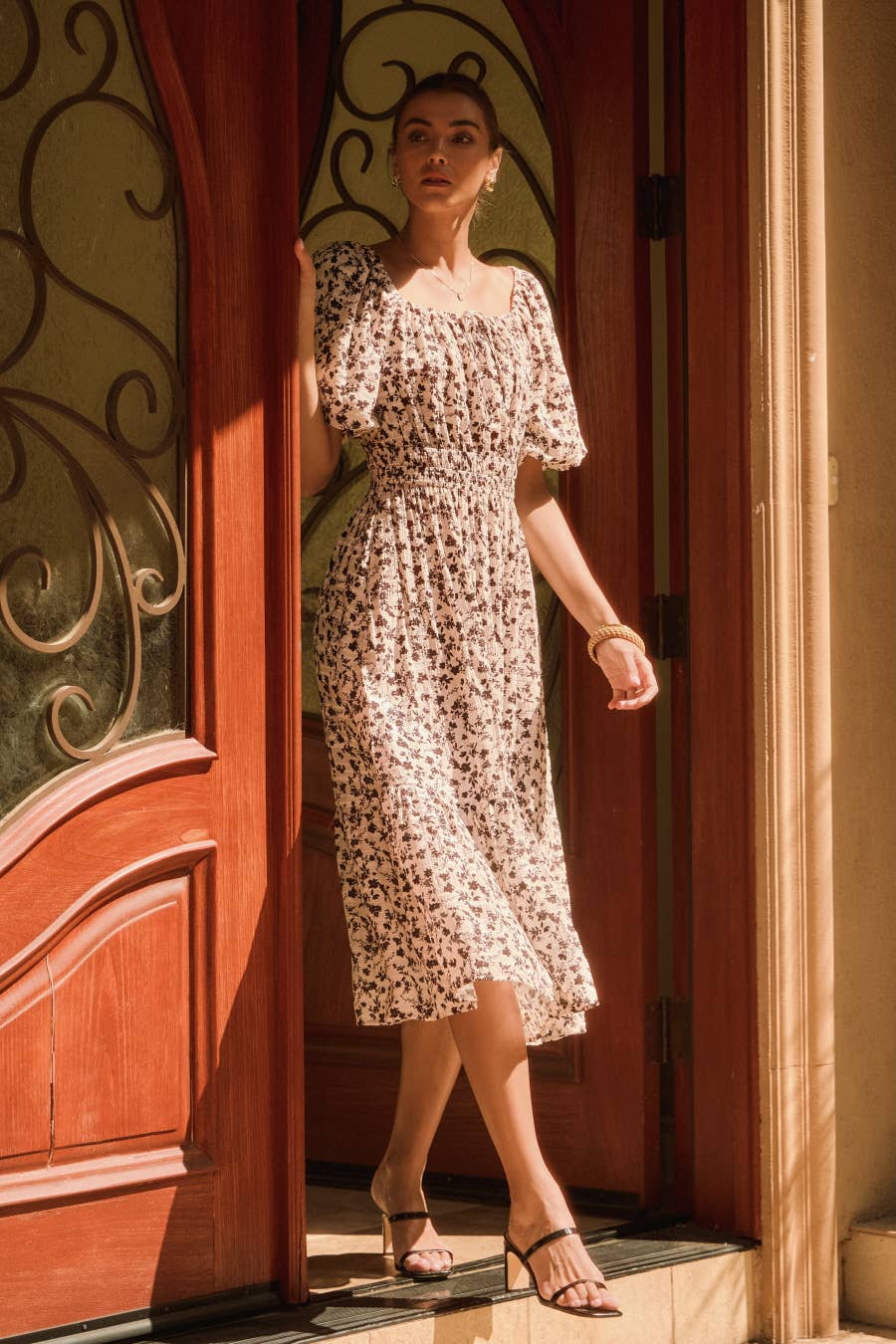 Ditsy Flower Printed Midi Dress - Posh West Boutique