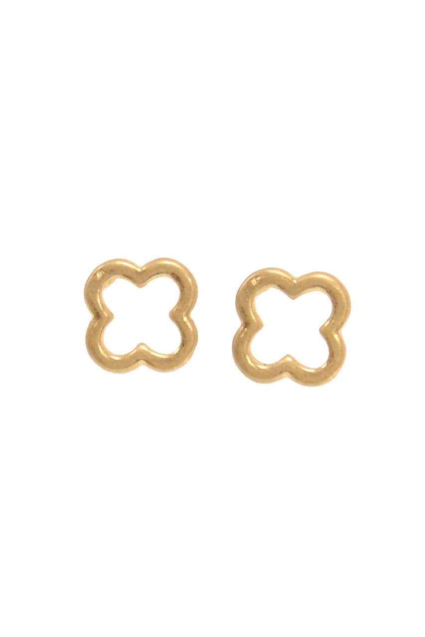 Gold Quatrefoil Stud Earrings - Posh West Boutique