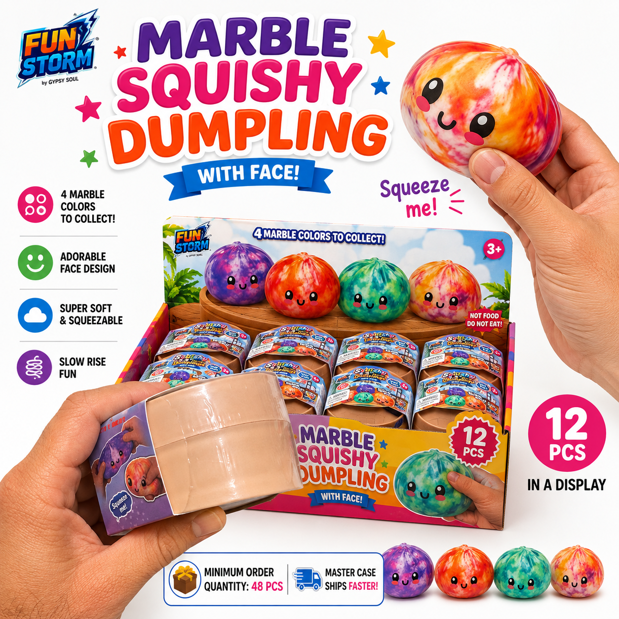 Fun Storm Marbled Squishy Dumpling 3.3"