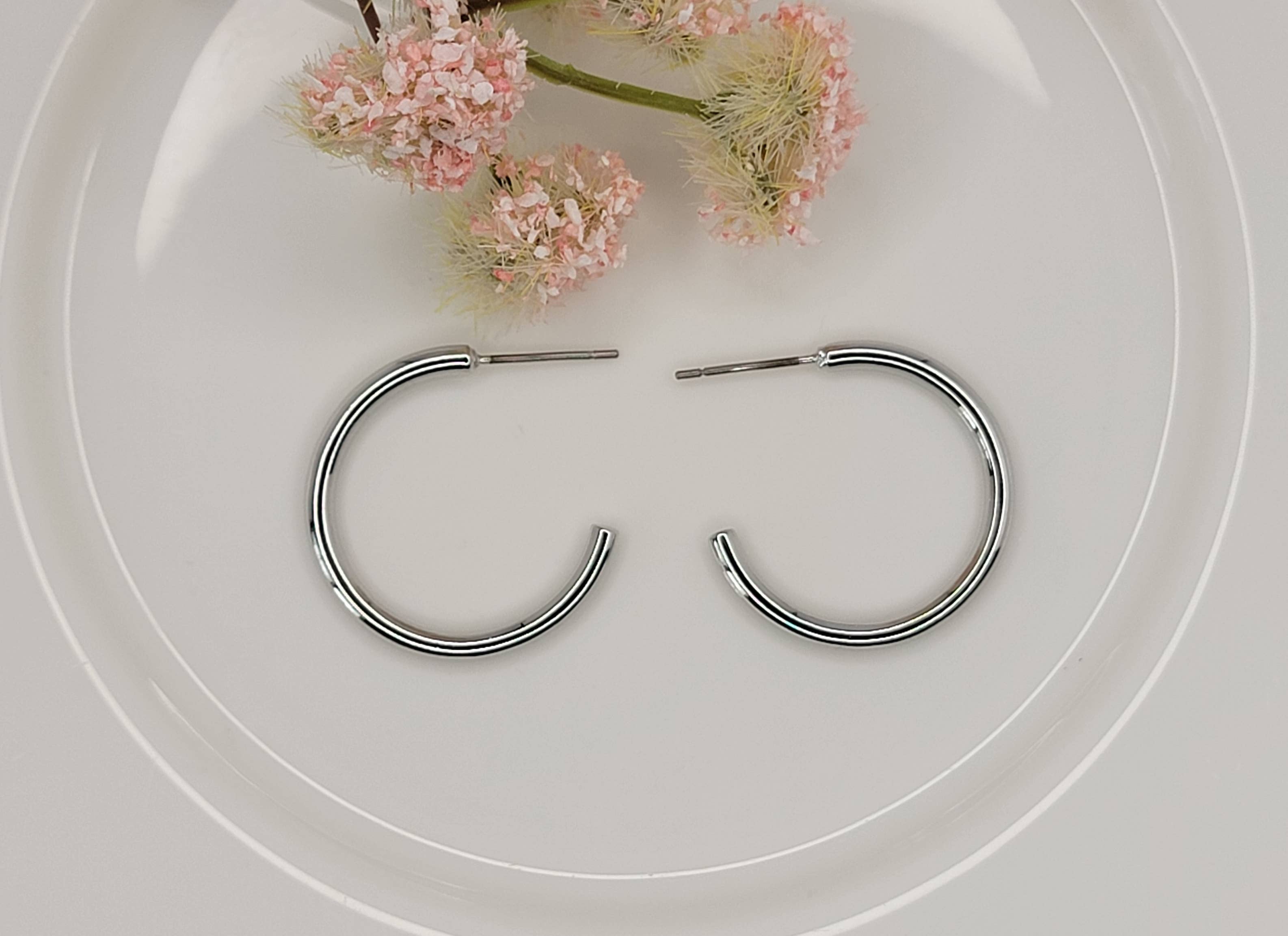 Silver Hoop Earrings-Tarnish Free