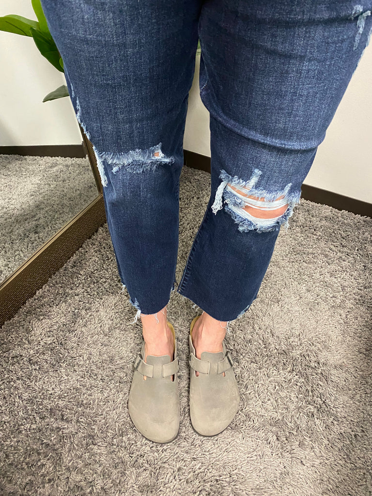 Judy Blue Crop Wide Leg Destroyed Jeans - Posh West Boutique