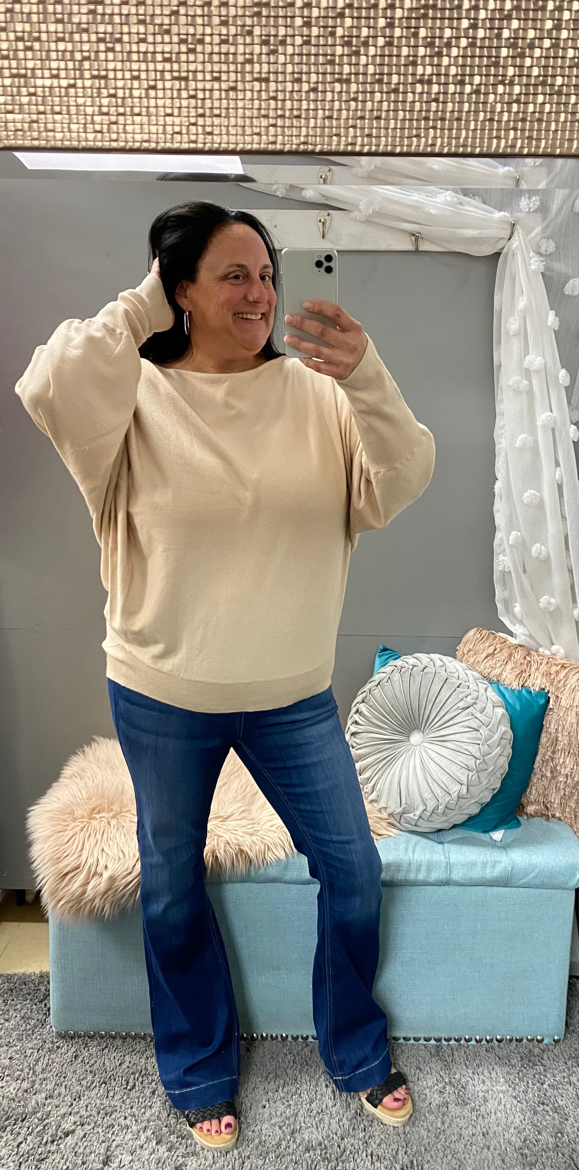 Ivory Ultra Soft Dolman Sleeve Wide Neck Sweater - Posh West Boutique