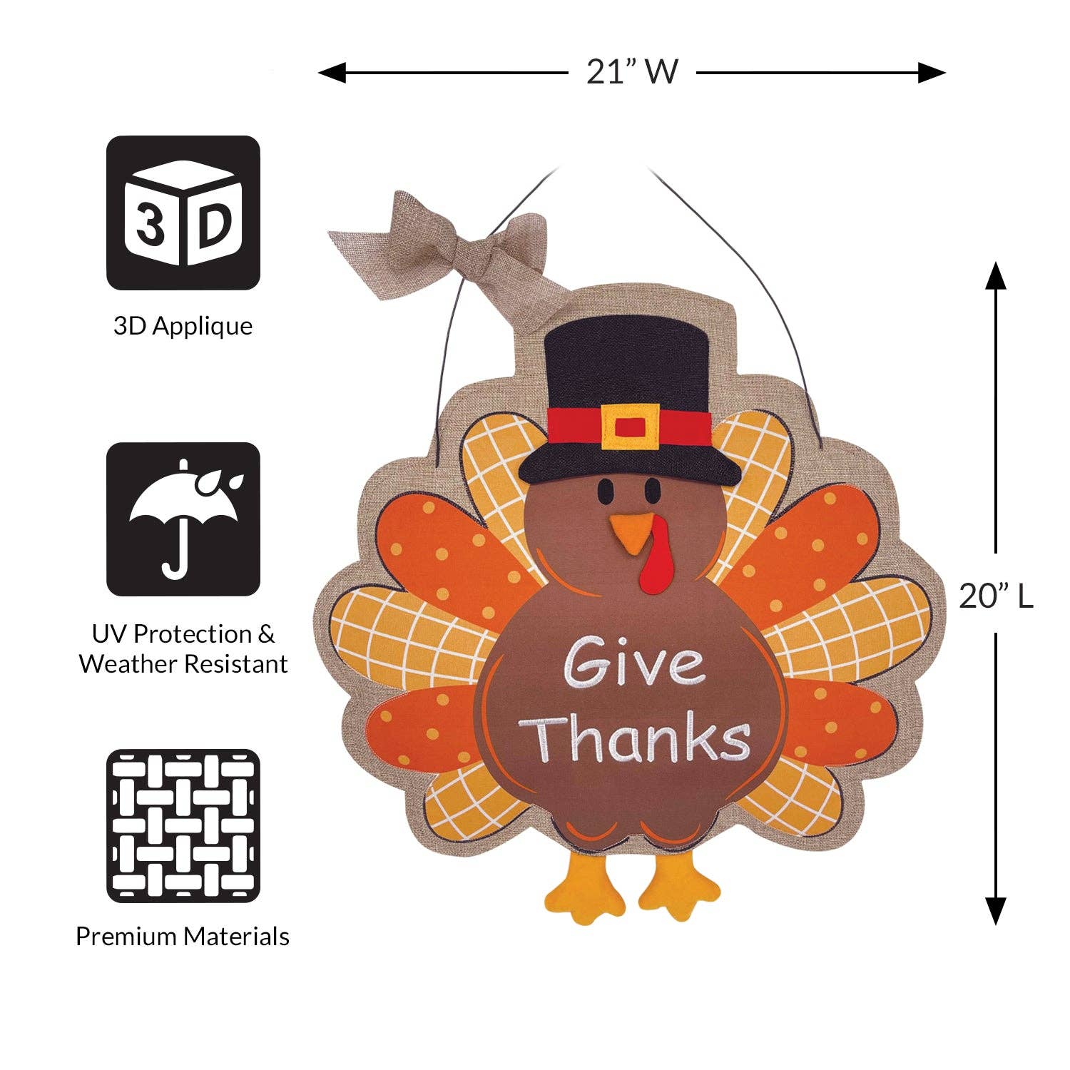 Thanksgiving Fall Turkey Burlap Wall Décor - Posh West Boutique