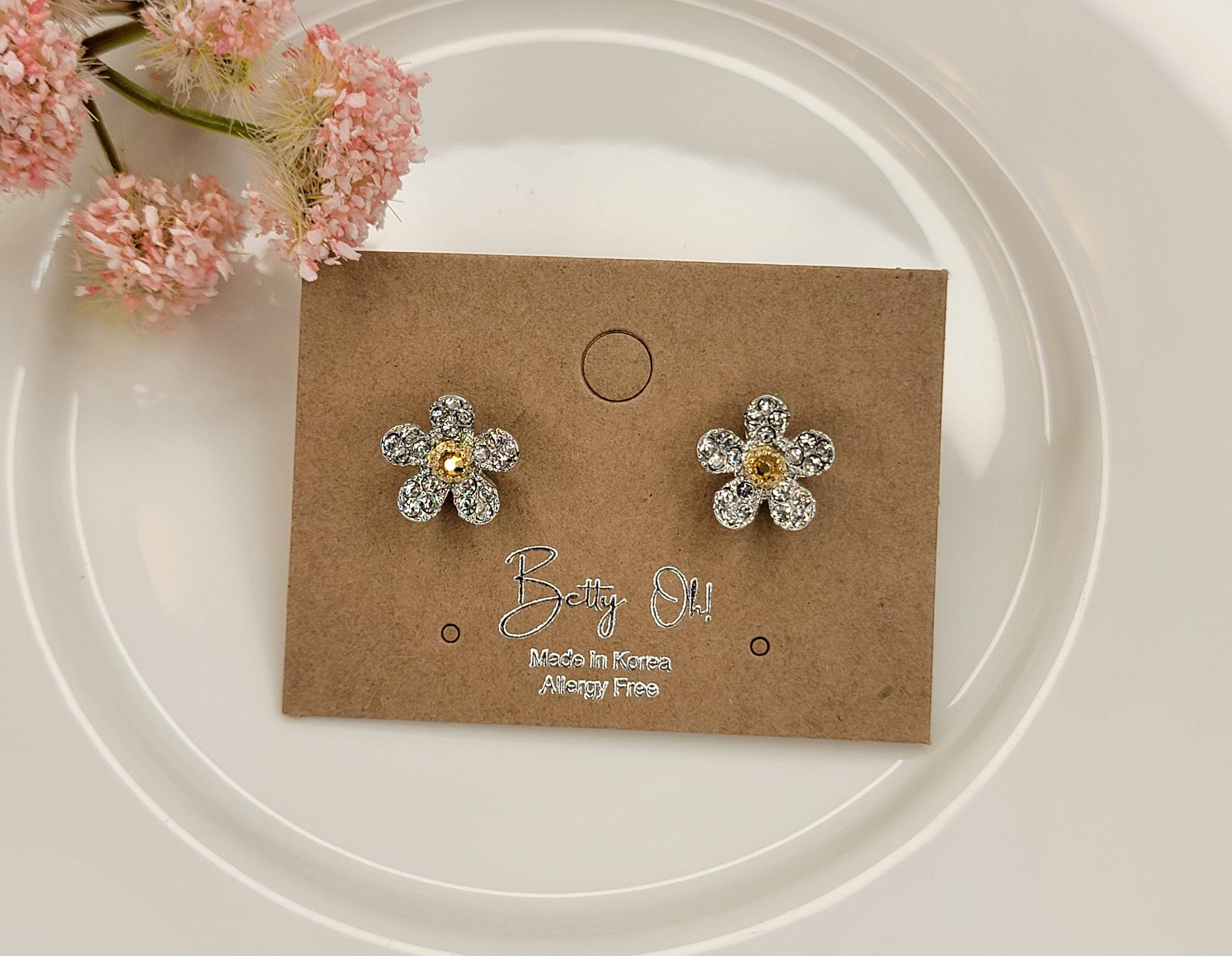 Silver & Gold Flower Shape Post Earring - Posh West Boutique